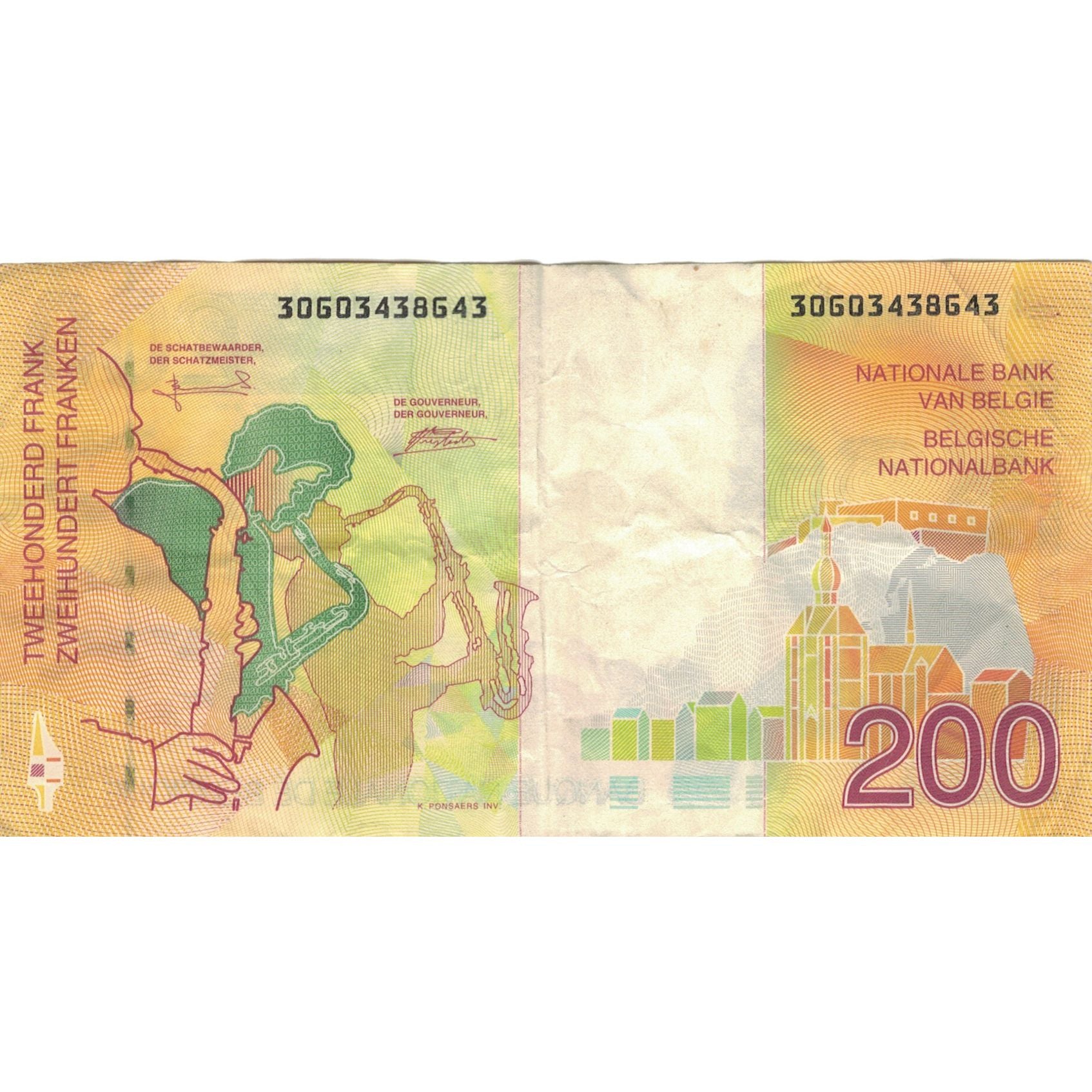 Billet, Belgique, 200 Francs, KM:148, TTB