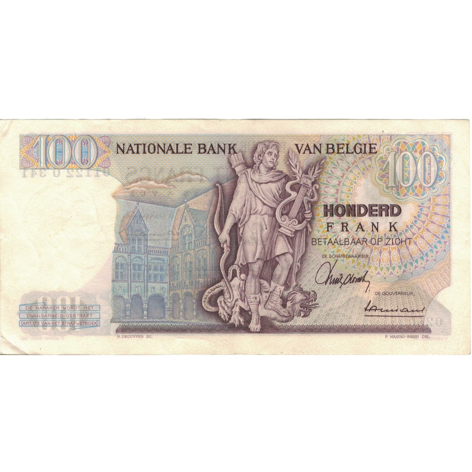 Geldschein, Belgien, 100 Francs, KM:134b, SS