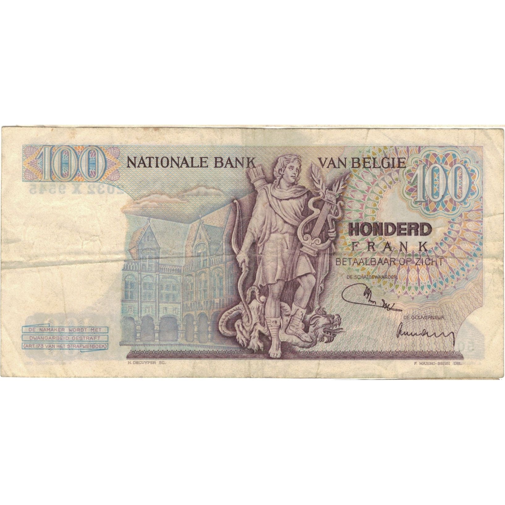 Geldschein, Belgien, 100 Francs, KM:134b, S