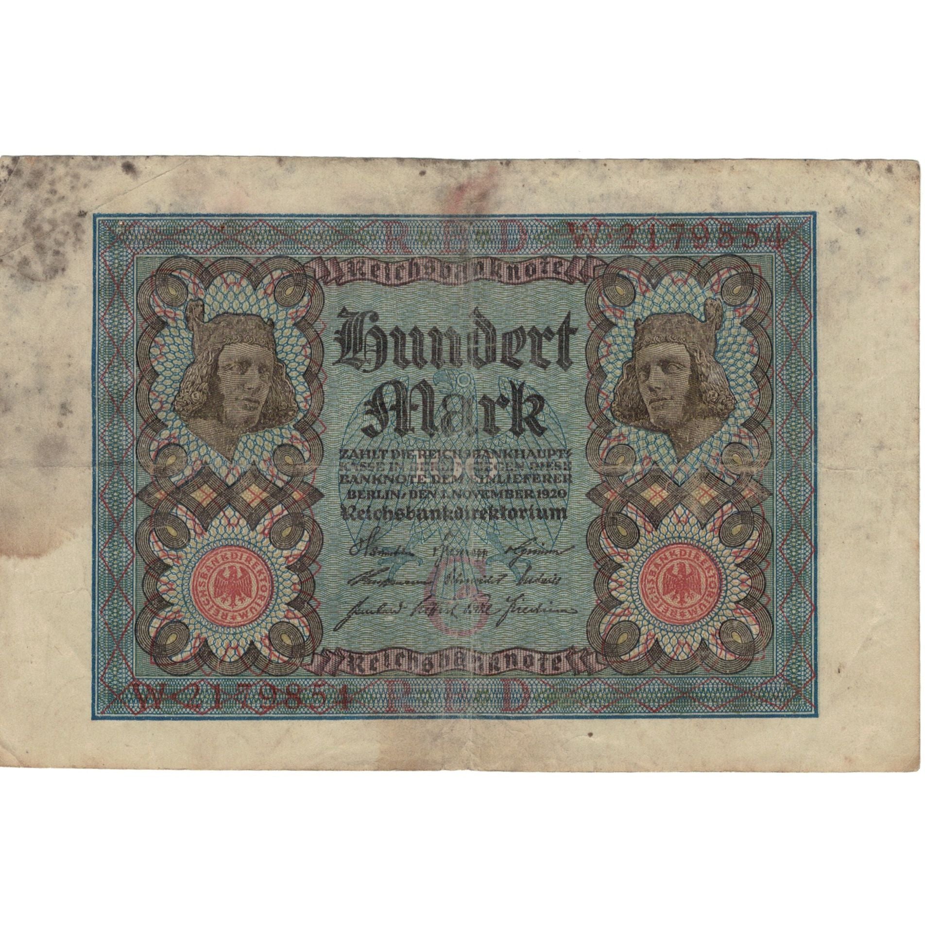 Geldschein, Deutschland, 100 Mark, 1920-11-01, KM:69b, SGE+