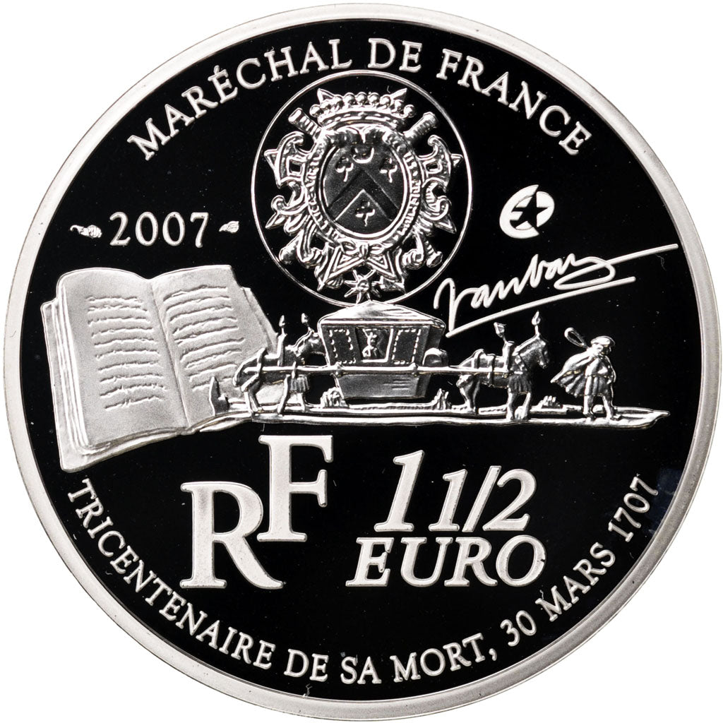 FRANCE, 1-1/2 Euro, 2007, KM #1462, MS(65-70), Silver, 37, 22.20