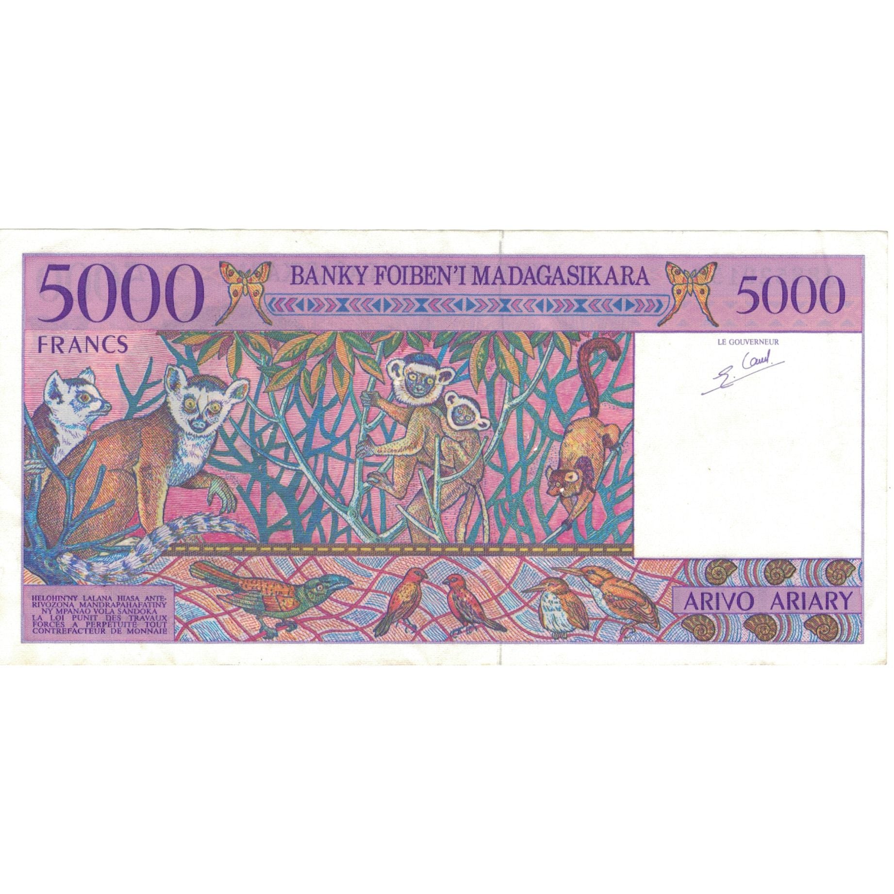 Banconote, Madagascar, 5000 Francs = 1000 Ariary, KM:78b, SPL