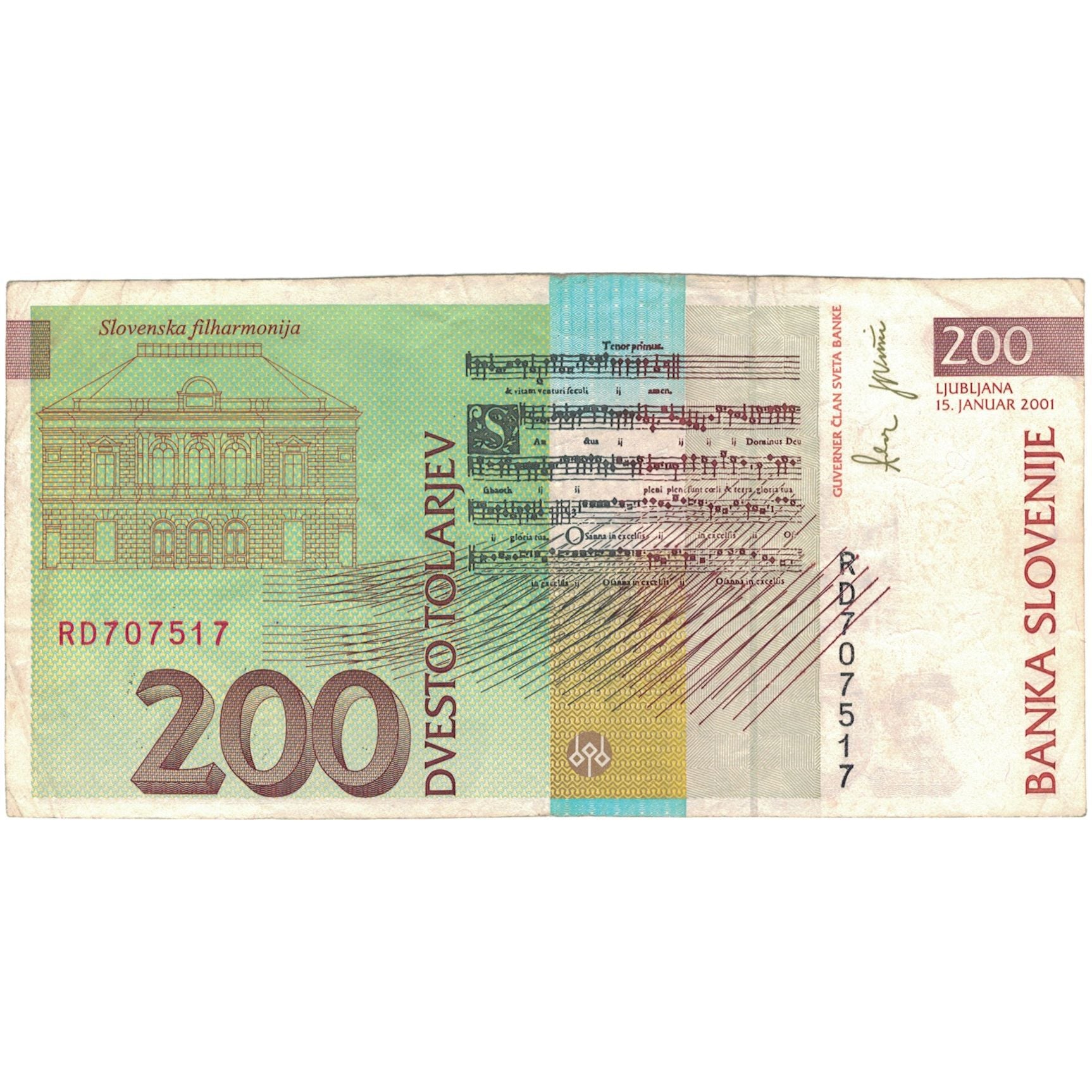 Banconote, Slovenia, 200 Tolarjev, 1992, 1992-01-15, KM:15a, BB