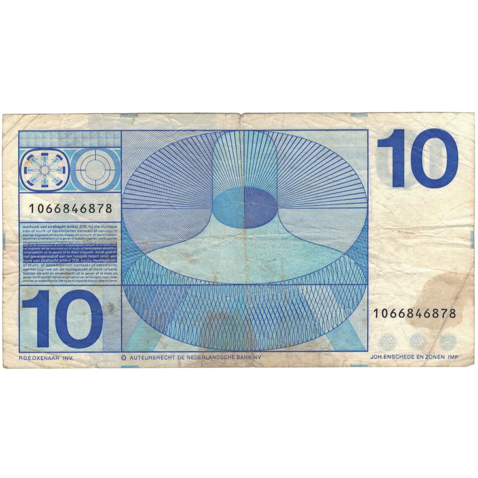 Banknote, Netherlands, 10 Gulden, 1968, KM:91b, VF(20-25)