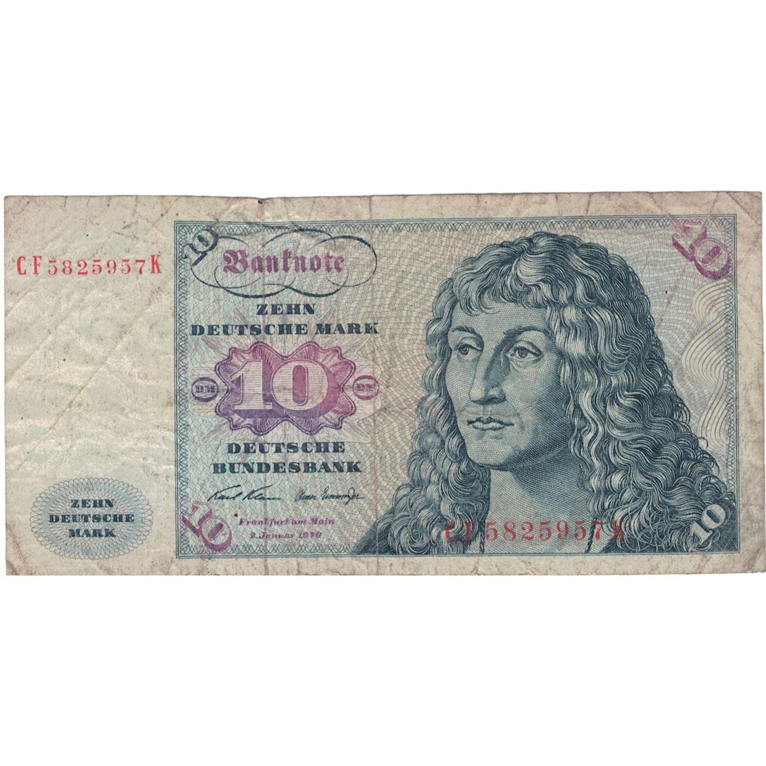 Billet, République fédérale allemande, 10 Deutsche Mark, 1980, 1980-01-02