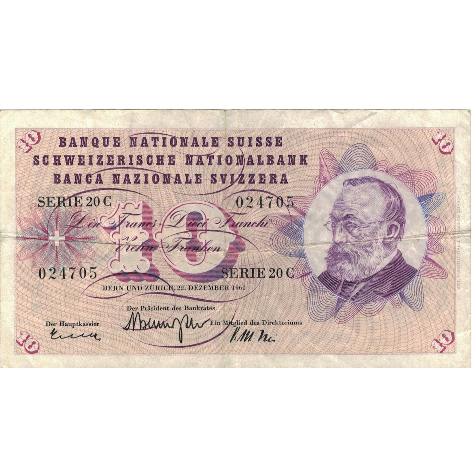 Banknote, Switzerland, 10 Franken, 1972, 1972-01-24, KM:45r, VF(30-35)