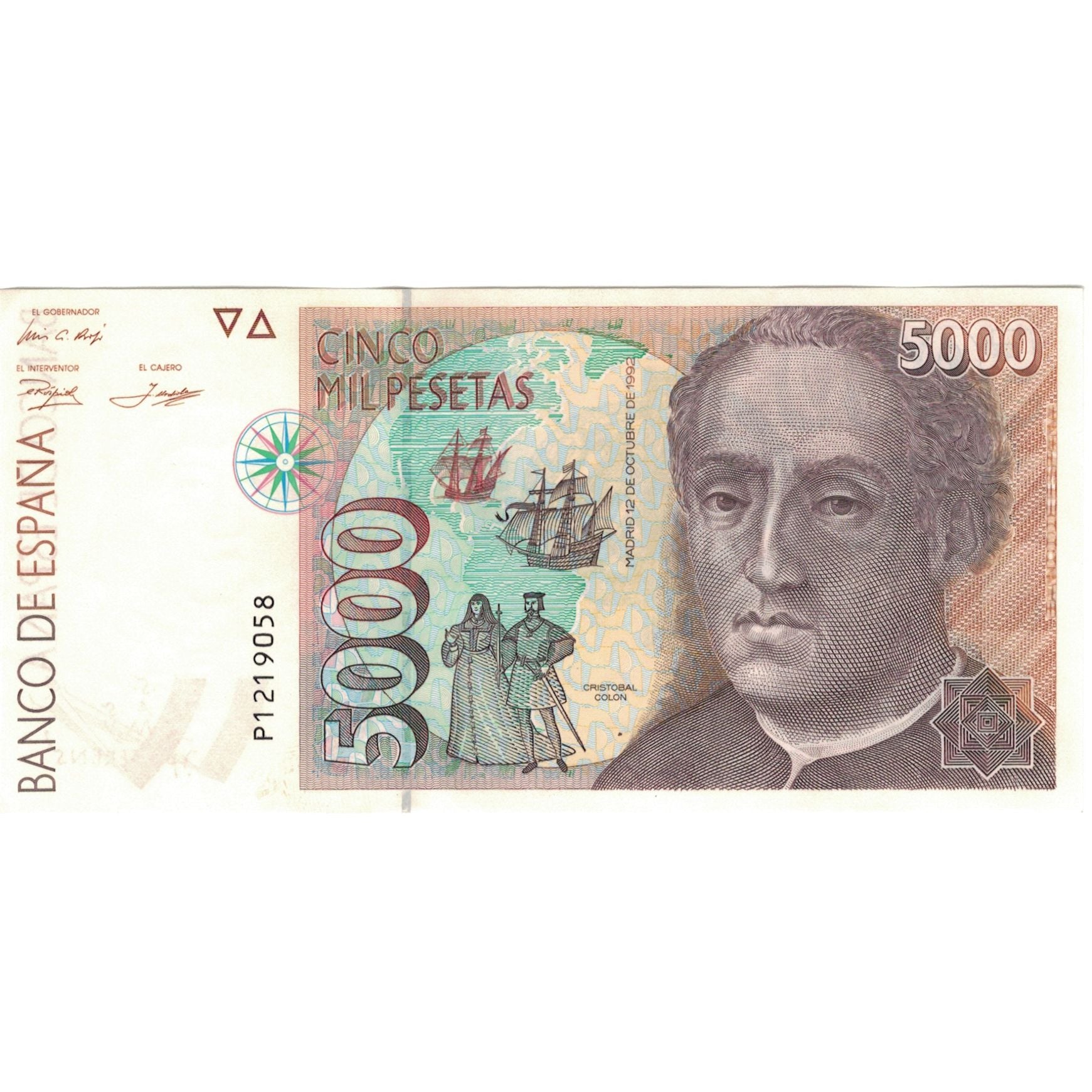 Banknote, Spain, 5000 Pesetas, 1992, 1992-10-12, KM:165, UNC(63)