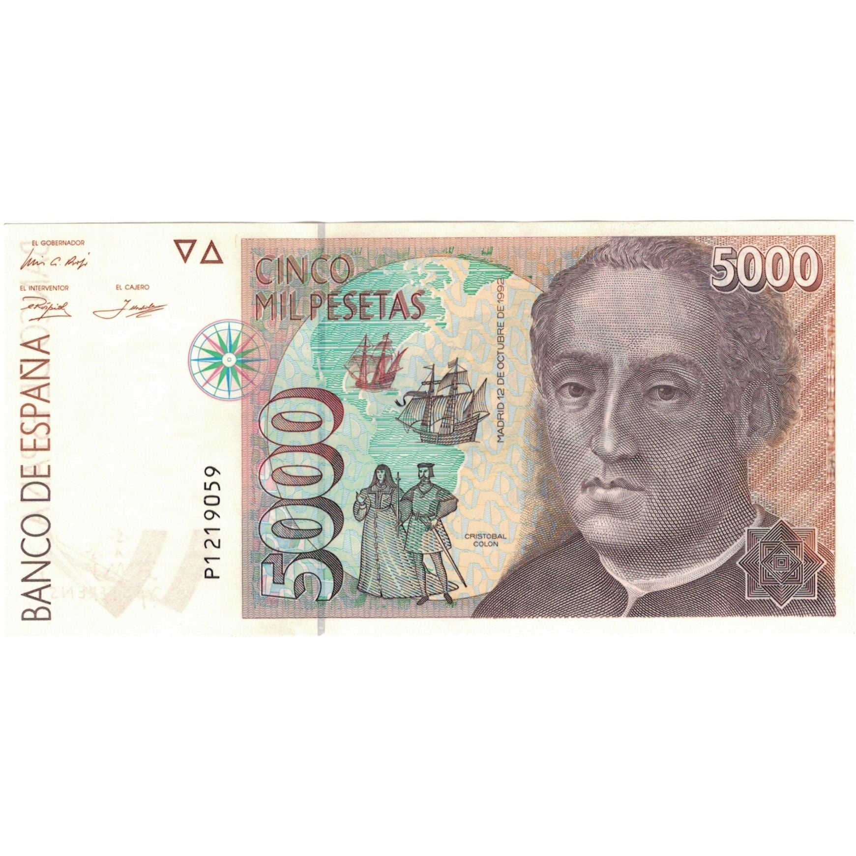 Banknot, Hiszpania, 5000 Pesetas, 1992, 1992-10-12, KM:165, UNC(63)