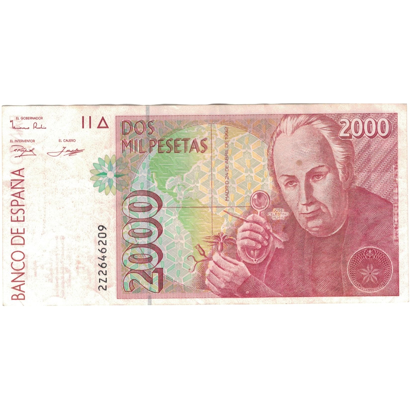 Biljet, Spanje, 2000 Pesetas, KM:164, TTB