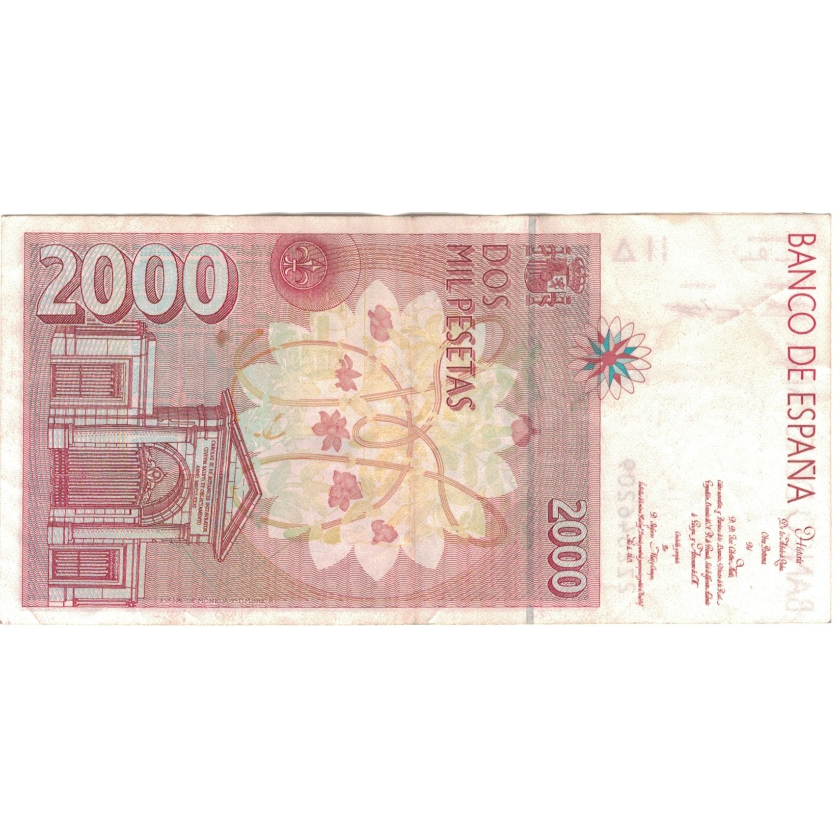 Biljet, Spanje, 2000 Pesetas, KM:164, TTB