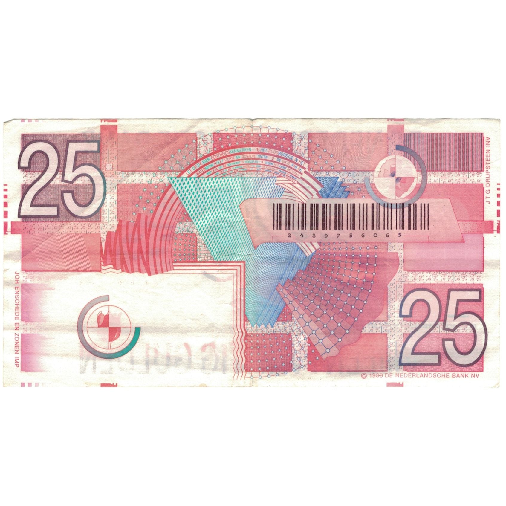 Banconote, Paesi Bassi, 25 Gulden, 1989, 1989-04-05, KM:100, BB