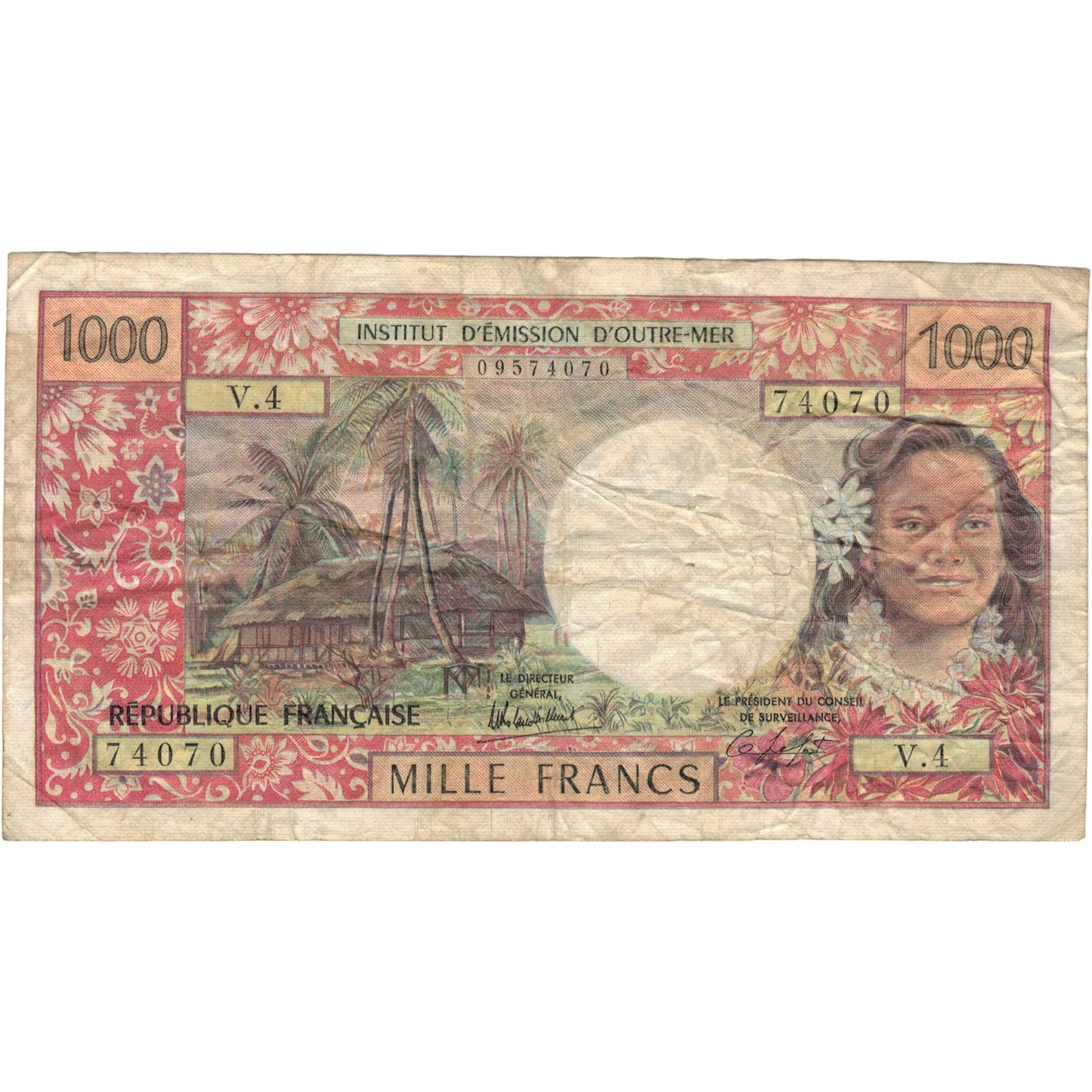 Banconote, Tahiti, 1000 Francs, KM:27d, B+