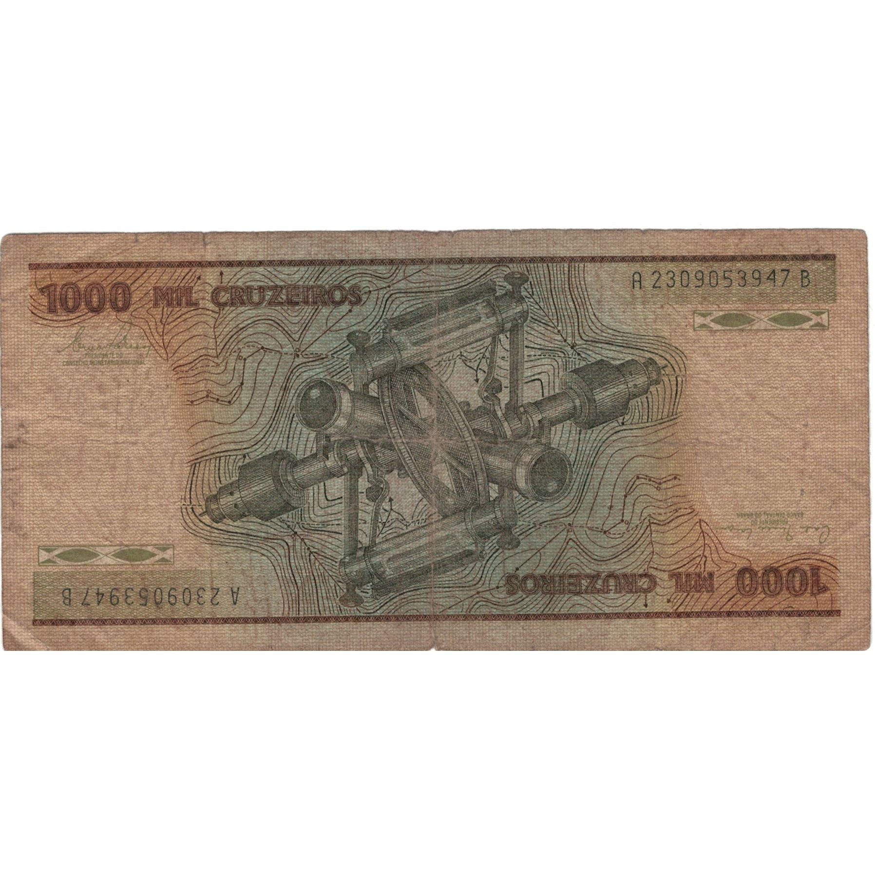 Banknote, Brazil, 1000 Cruzeiros, KM:201a, VG(8-10)