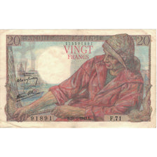 França, 20 Francs, Pêcheur, 1943, 91891 F.71, EF(40-45), Fayette:13.05