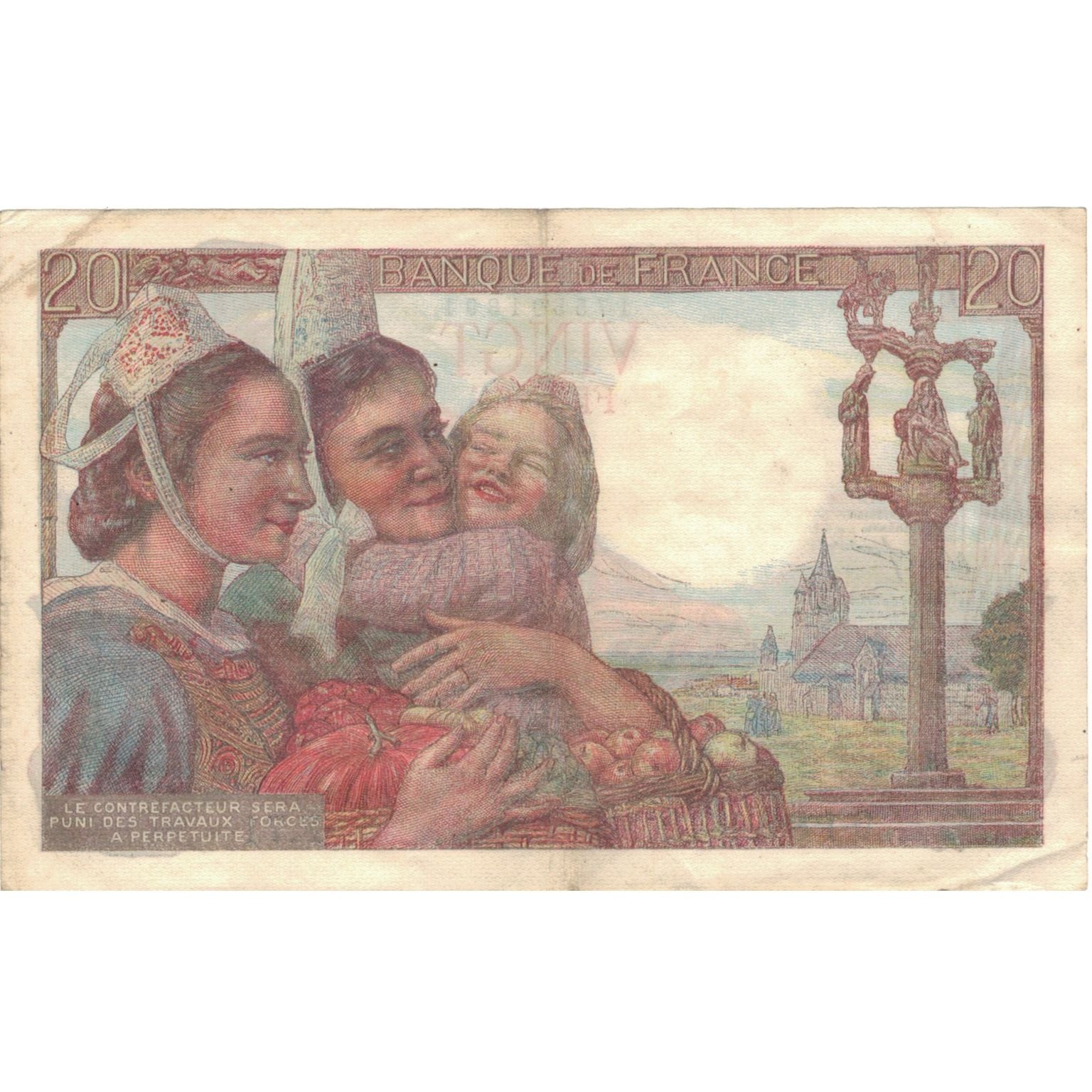 França, 20 Francs, Pêcheur, 1943, 91891 F.71, EF(40-45), Fayette:13.05