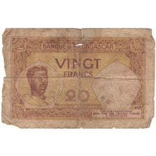 Banknote, Madagascar, 20 Francs, Undated (1937-47), KM:37, VG(8-10)