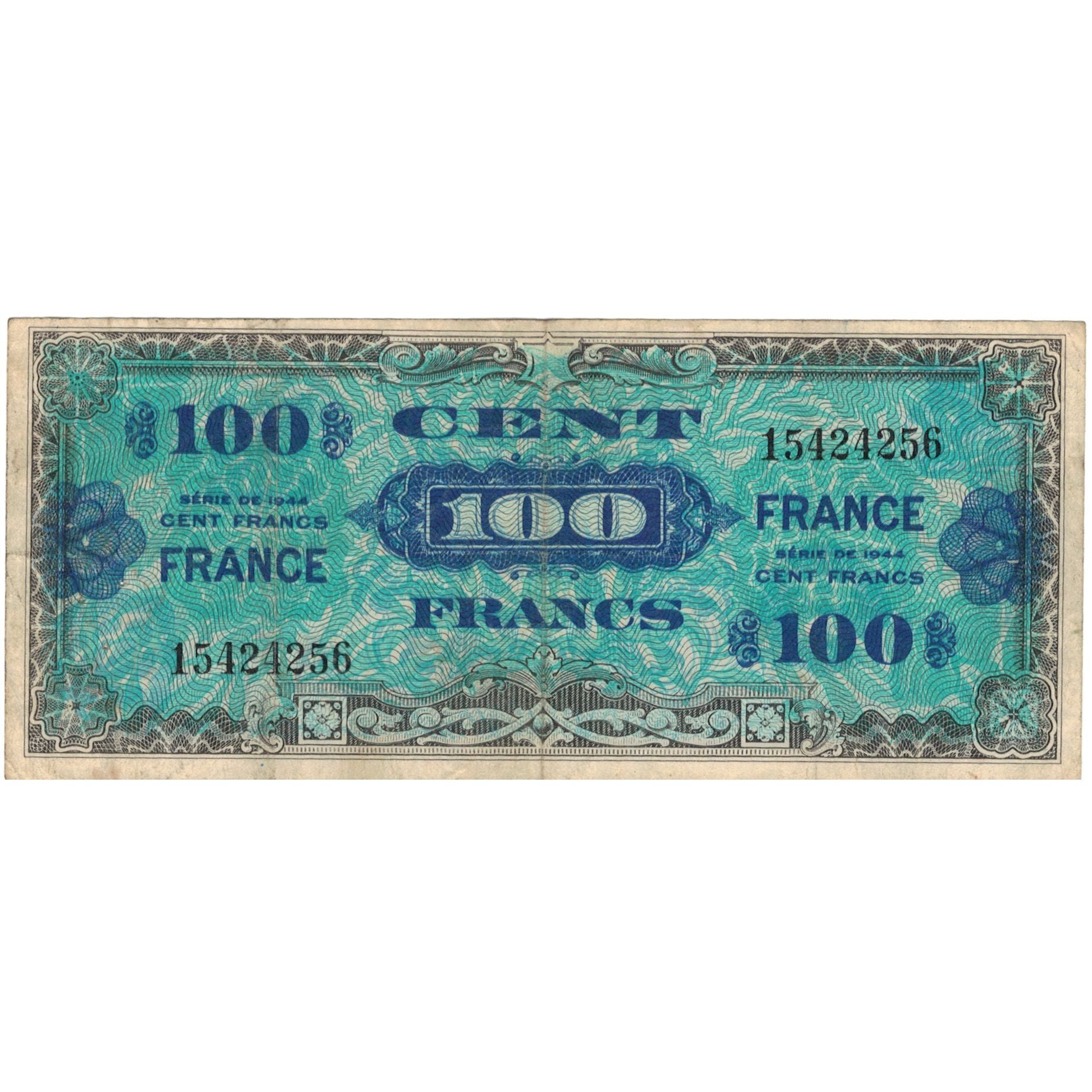 Francia, 100 Francs, 1945 Verso France, 1944, 07939525, BC, Fayette:VF25.1