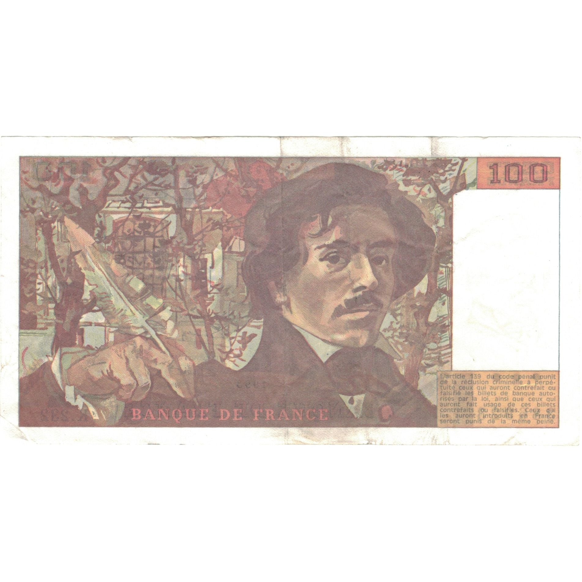 Francia, 100 Francs, Delacroix, 1993, K.232, BB, Fayette:69bis.8, KM:154g