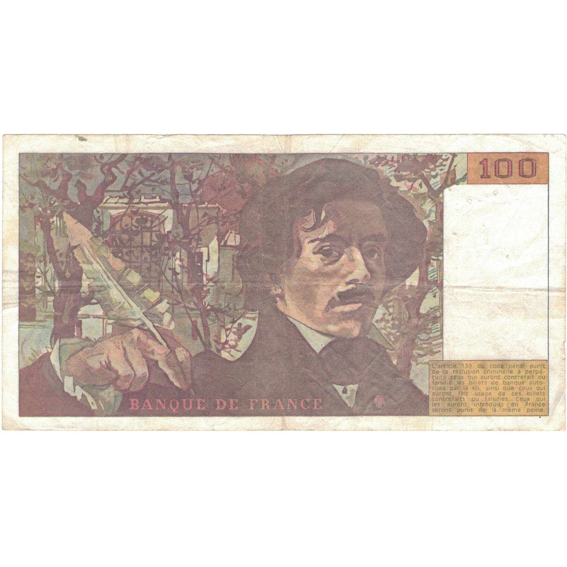 France, 100 Francs, Delacroix, 1990, F.138, EF(40-45), Fayette:69 bis 1a)