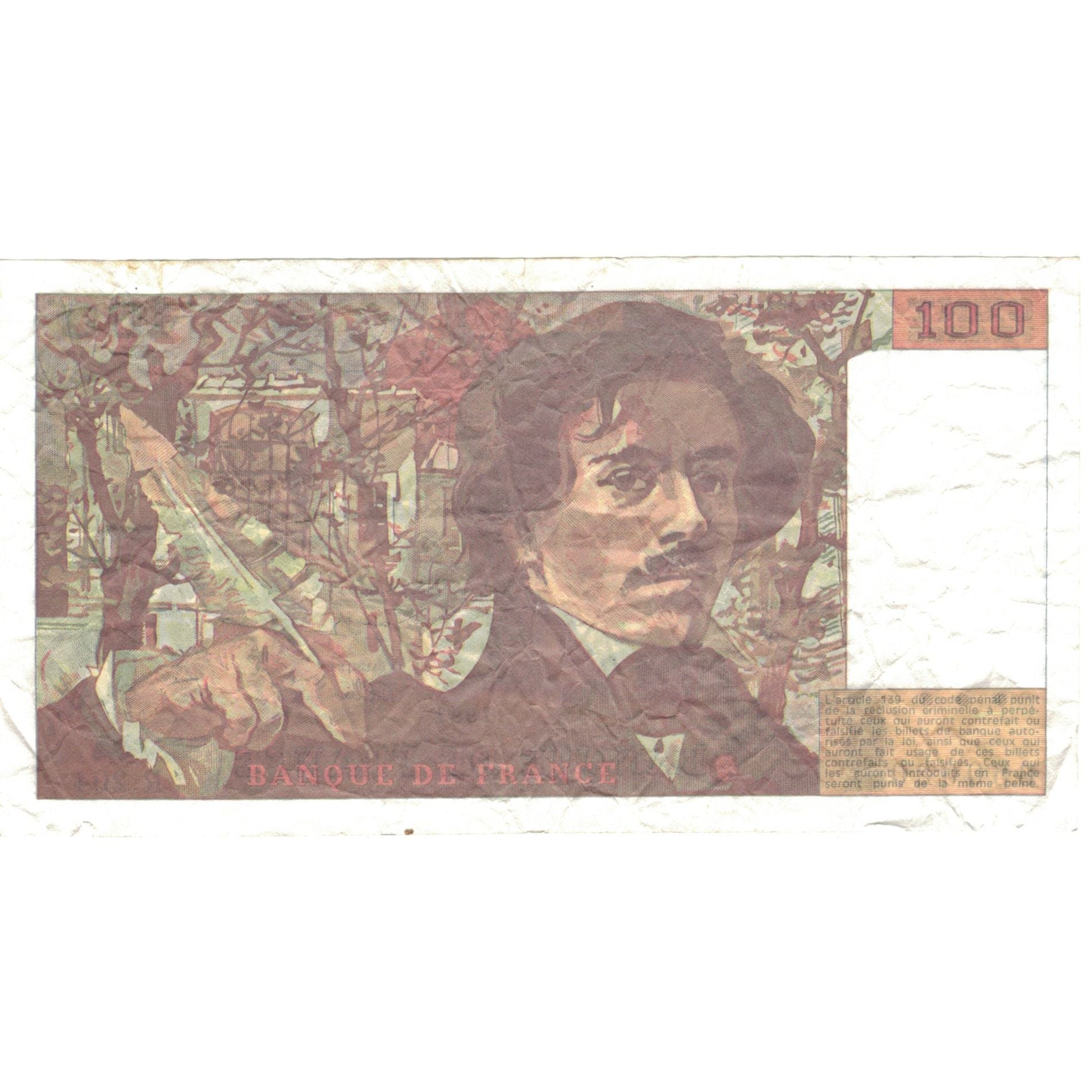 France, 100 Francs, Delacroix, 1991, R.204, TB, Fayette:69bis.4b, KM:154e