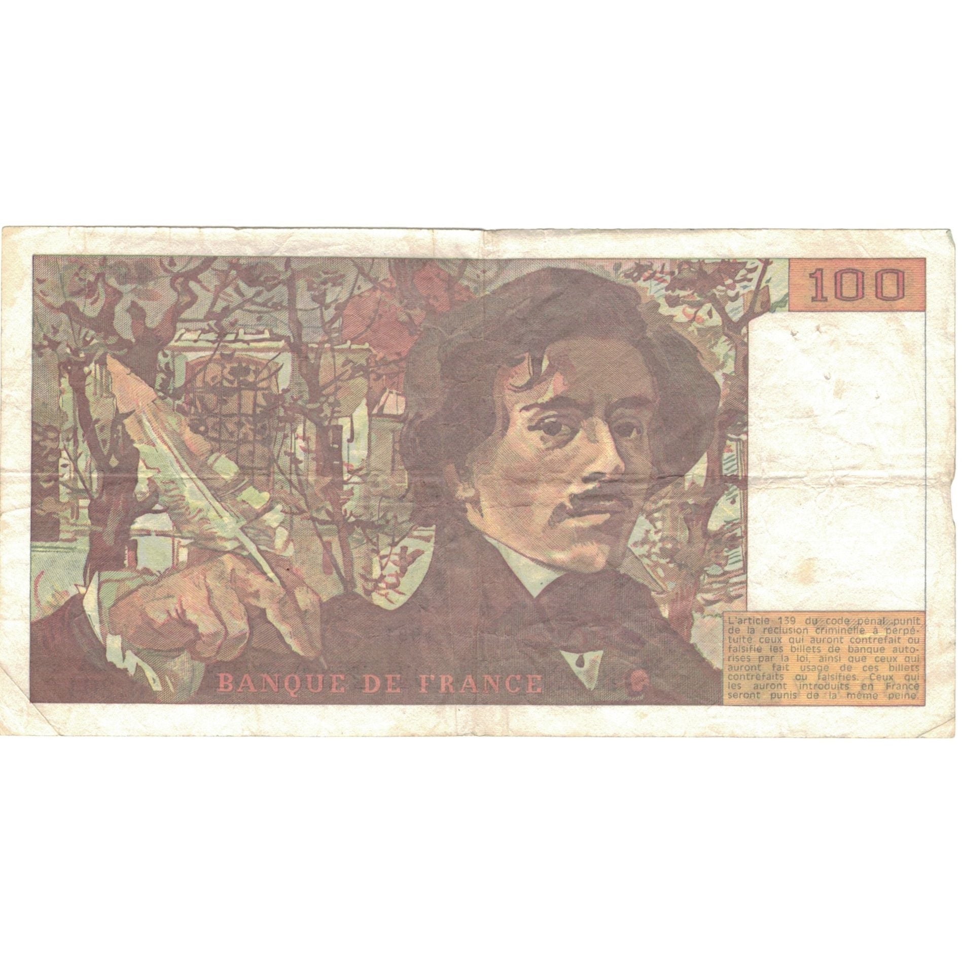 France, 100 Francs, Delacroix, 1991, R.204, TB, Fayette:69bis.4b, KM:154e
