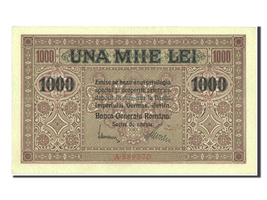 Romania, 1000 Lei, 1917, KM #M8, AU(55-58), A.889570