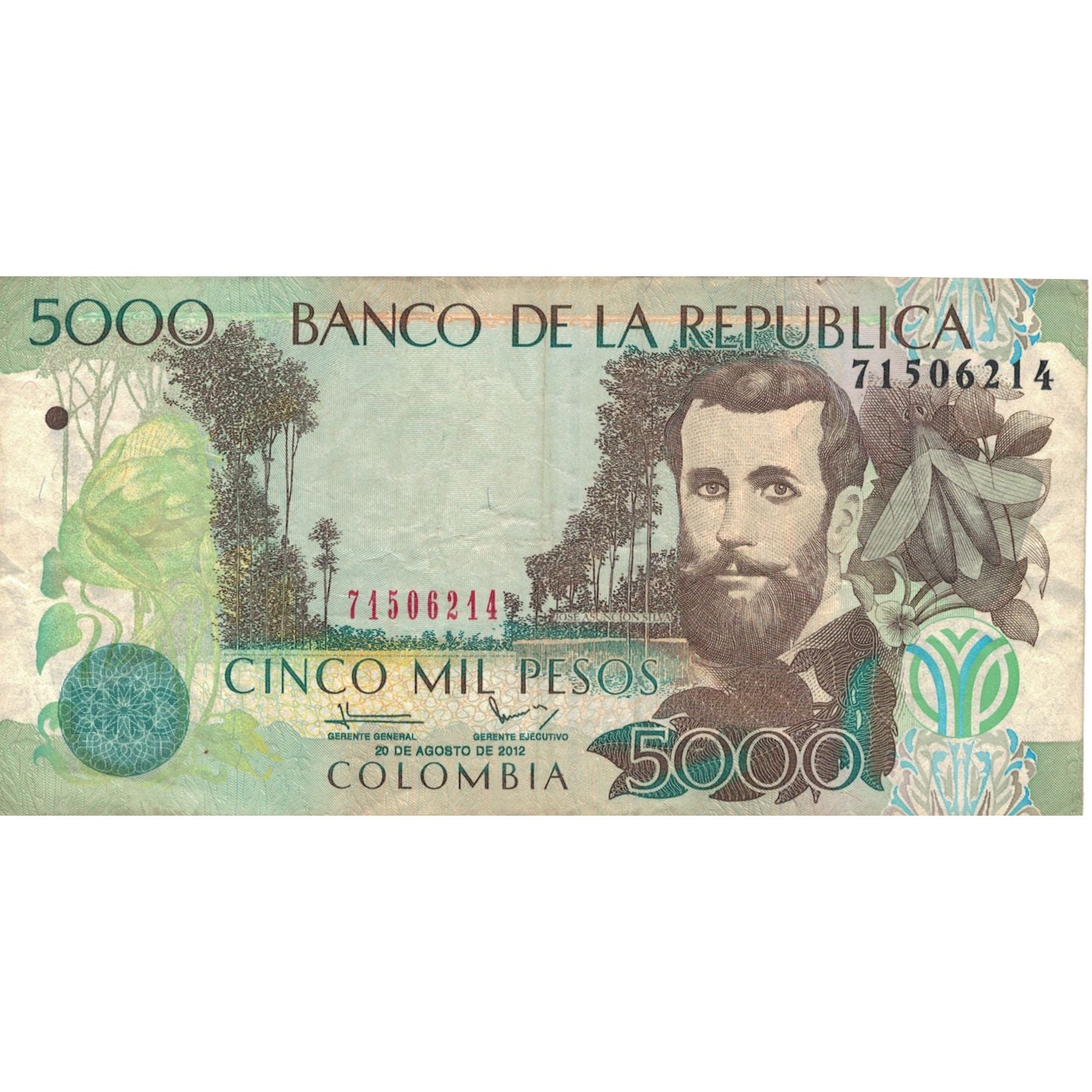 Geldschein, Kolumbien, 5000 Pesos, 2012, 2012-08-20, KM:452, S+