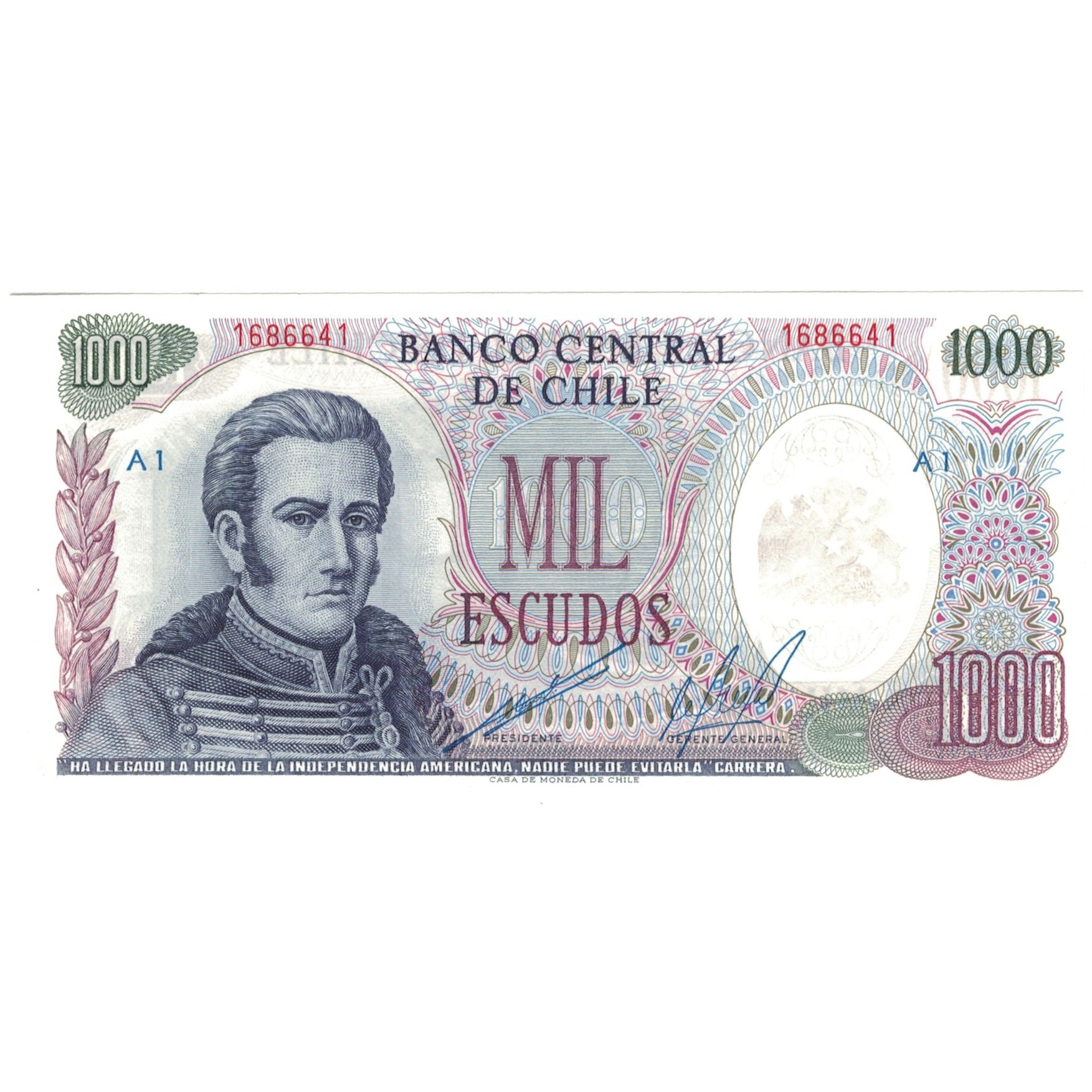 Banknote, Chile, 1000 Escudos, KM:146, UNC(65-70)