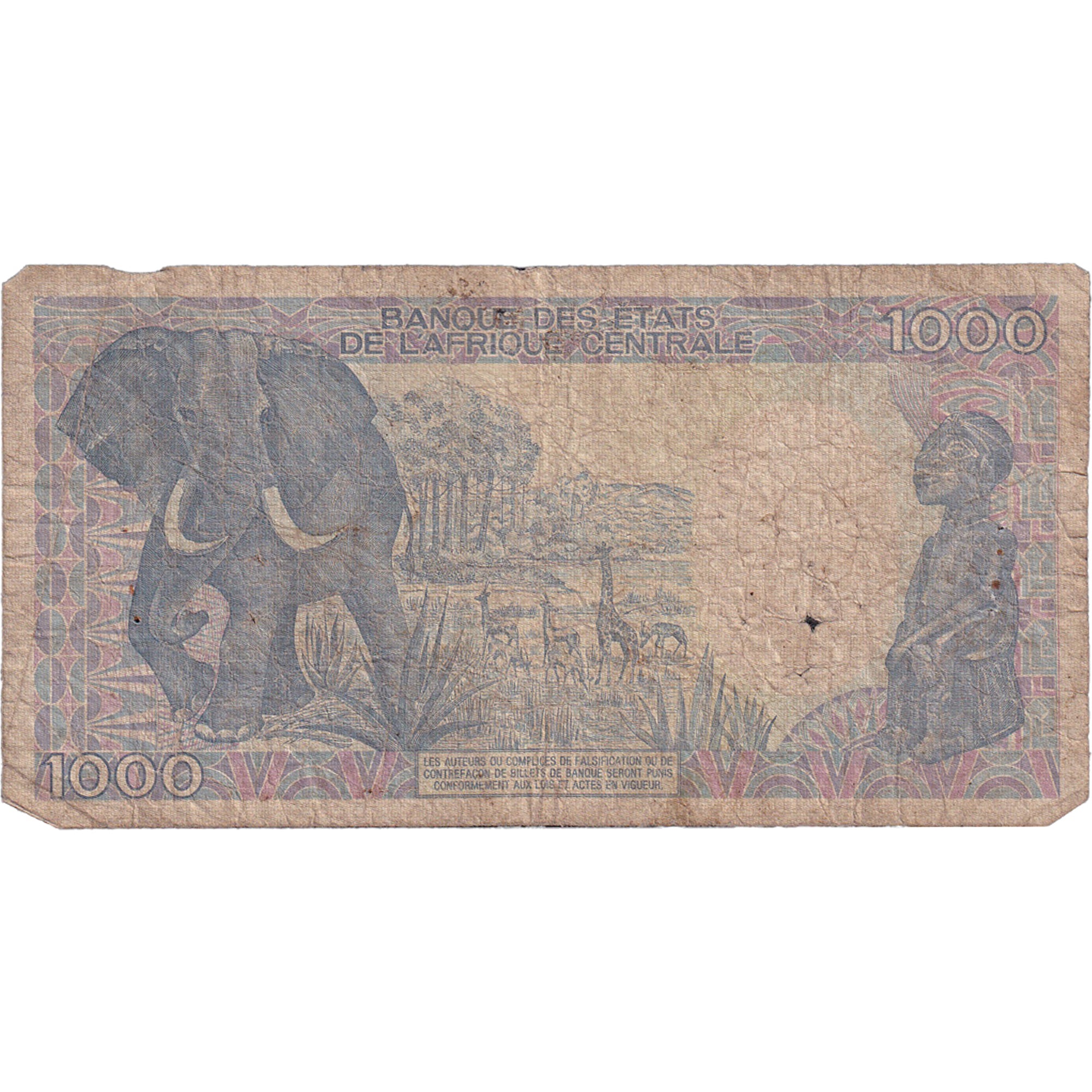 Banknote, Gabon, 1000 Francs, 1991, 1991-01-01, KM:10b, VG(8-10)