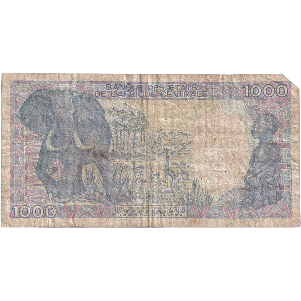 Banknote, Gabon, 1000 Francs, 1991, 1991-01-01, KM:10b, F(12-15)