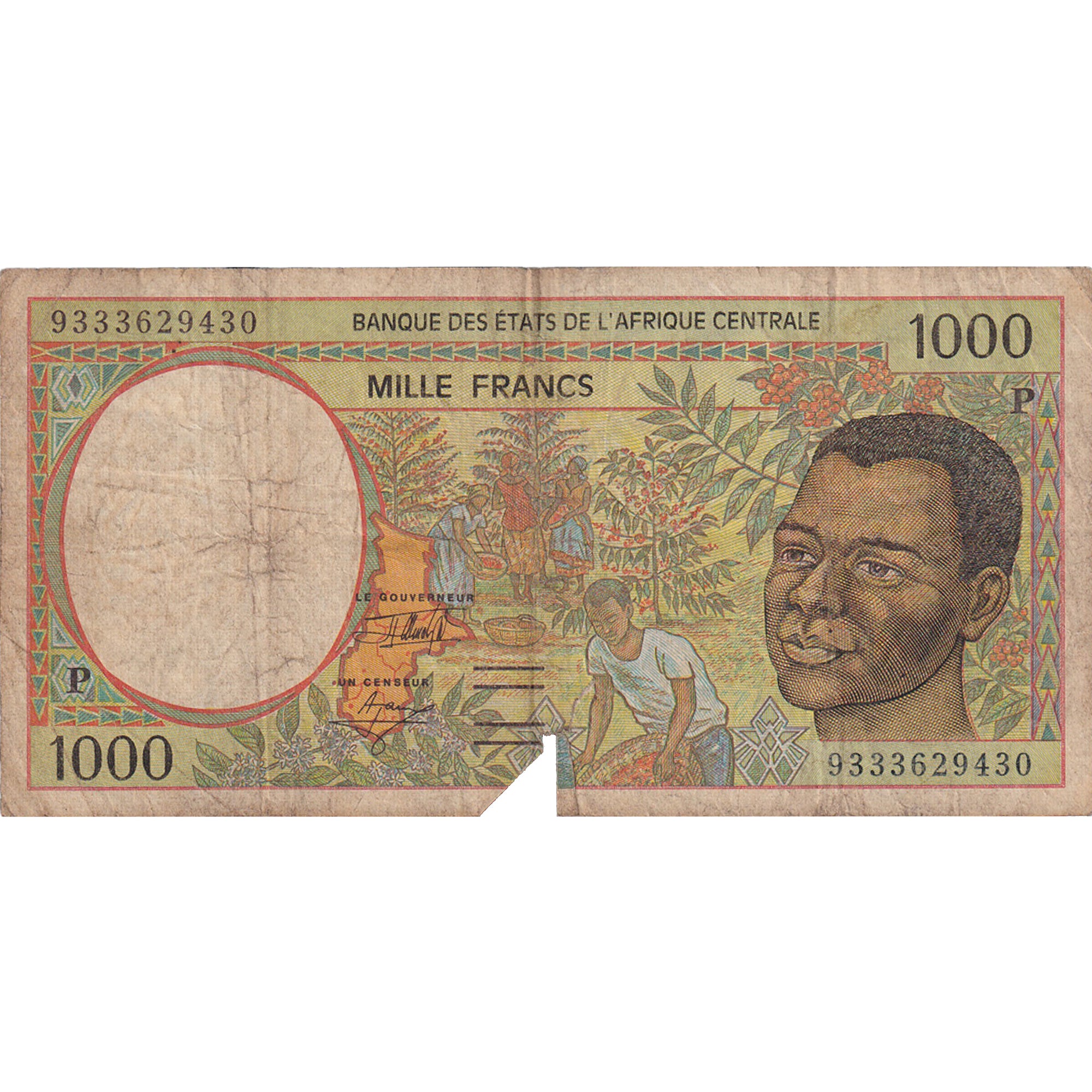 Banknote, Central African States, 1000 Francs, 1994, KM:102Cb, VG(8-10)