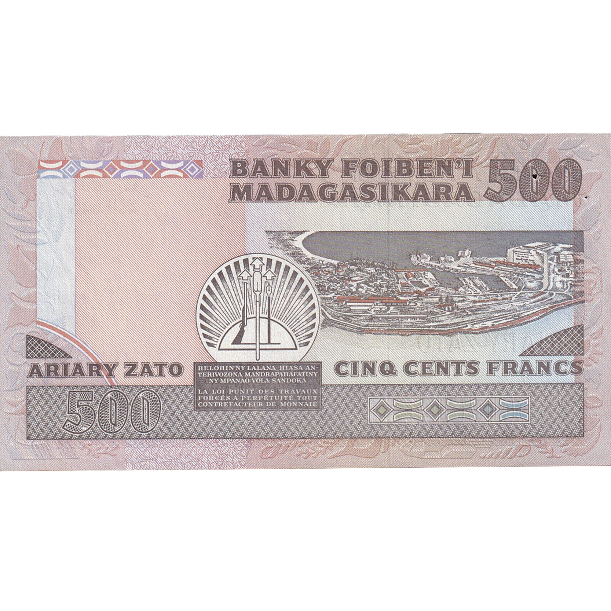 Banconote, Madagascar, 500 Francs = 100 Ariary, KM:71a, SPL