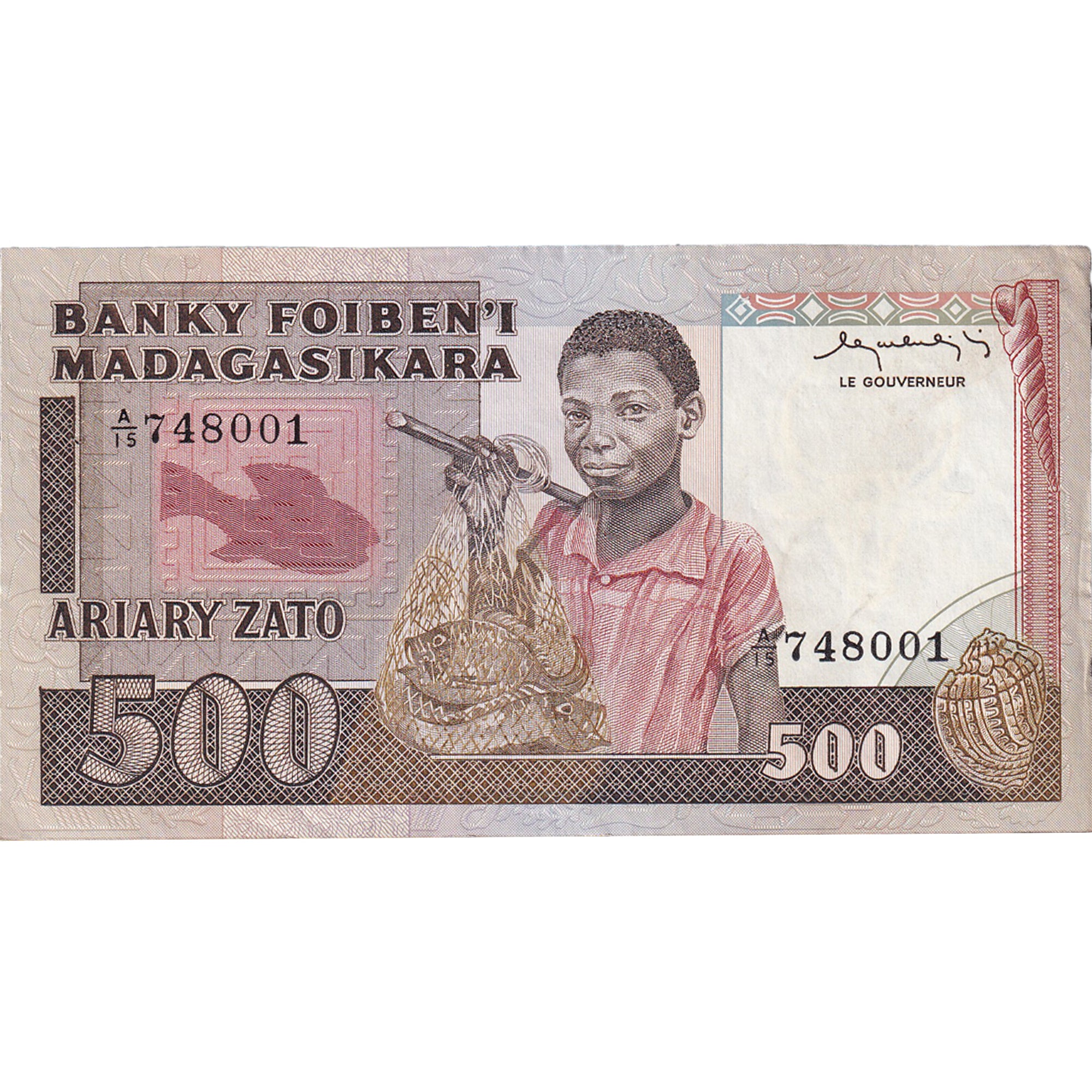 Banknote, Madagascar, 500 Francs = 100 Ariary, KM:71a, EF(40-45)