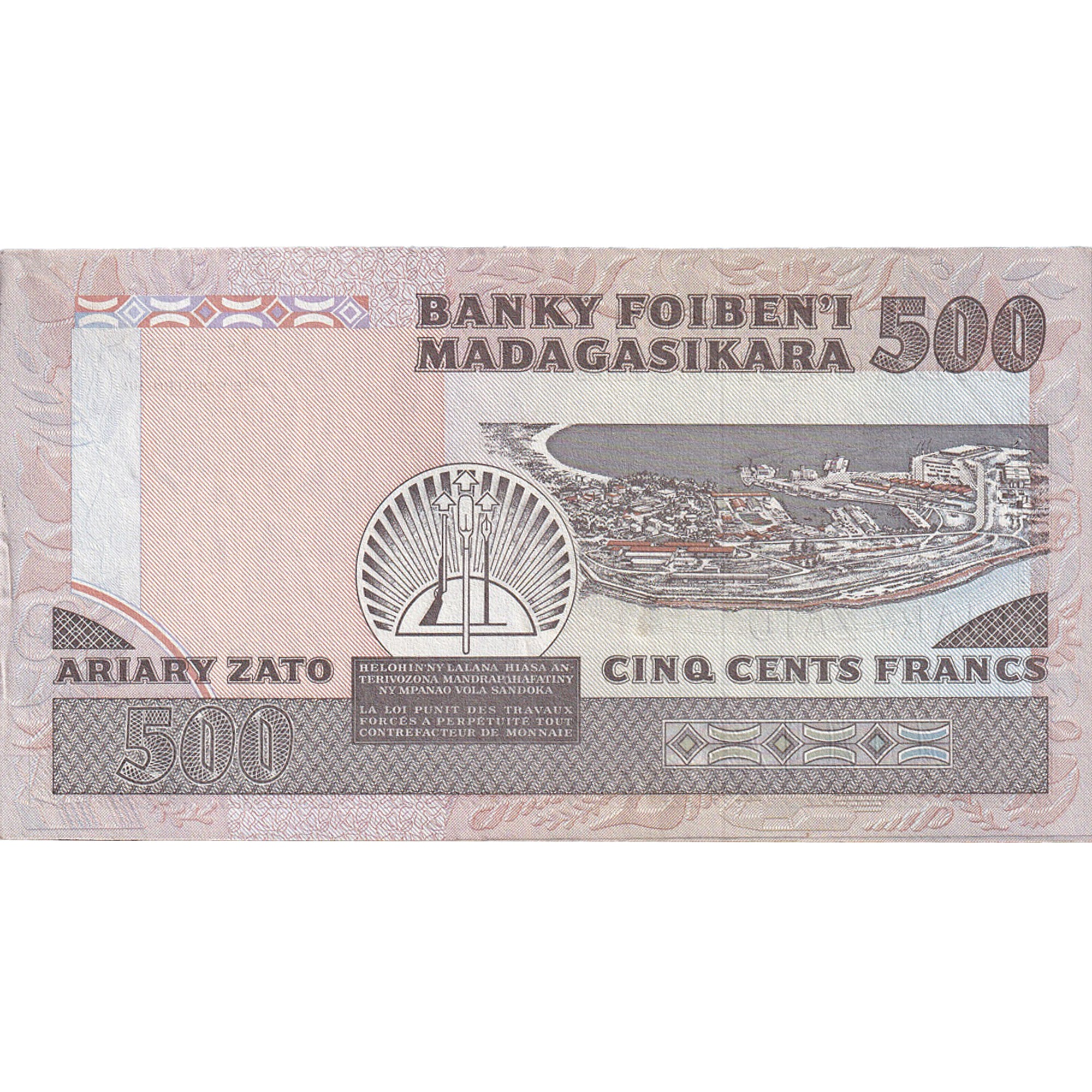 Banknote, Madagascar, 500 Francs = 100 Ariary, KM:71a, EF(40-45)