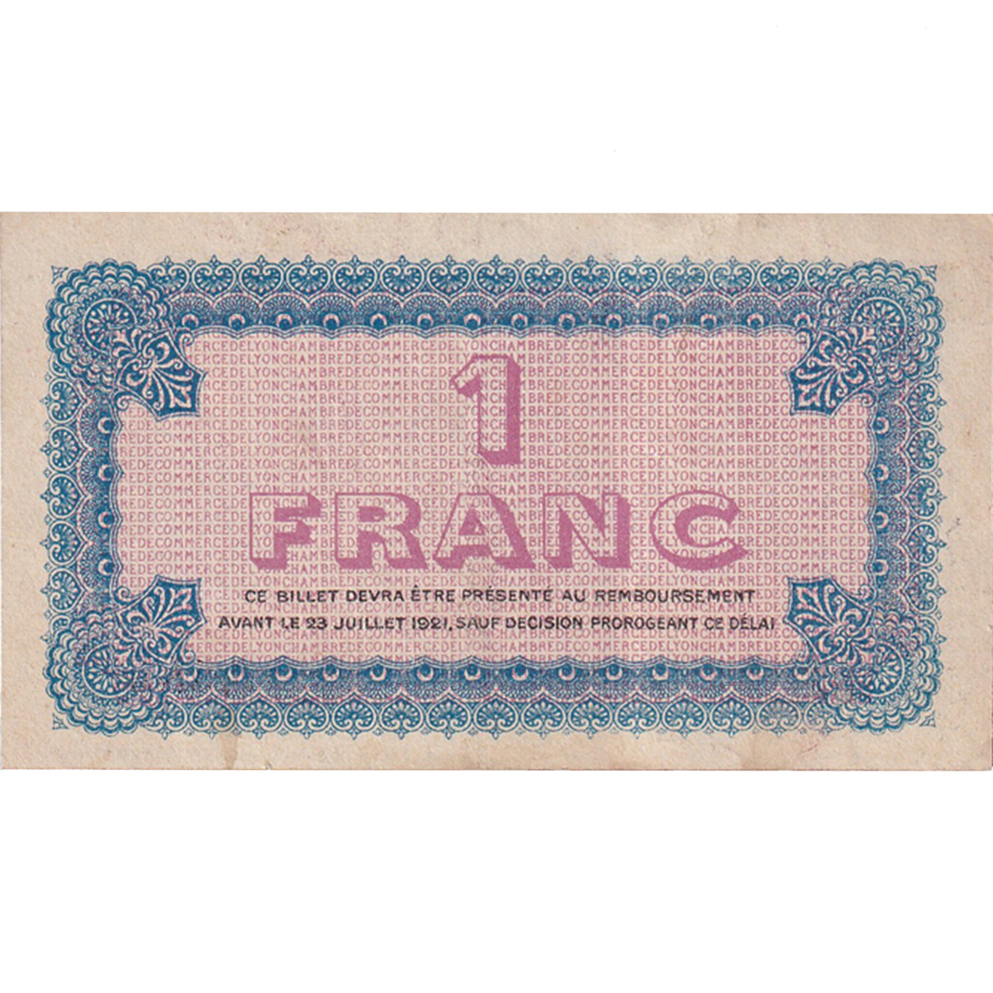 Banknote, Pirot:77-10, 1 Franc, 1916, France, Lyon, EF(40-45), Lyon
