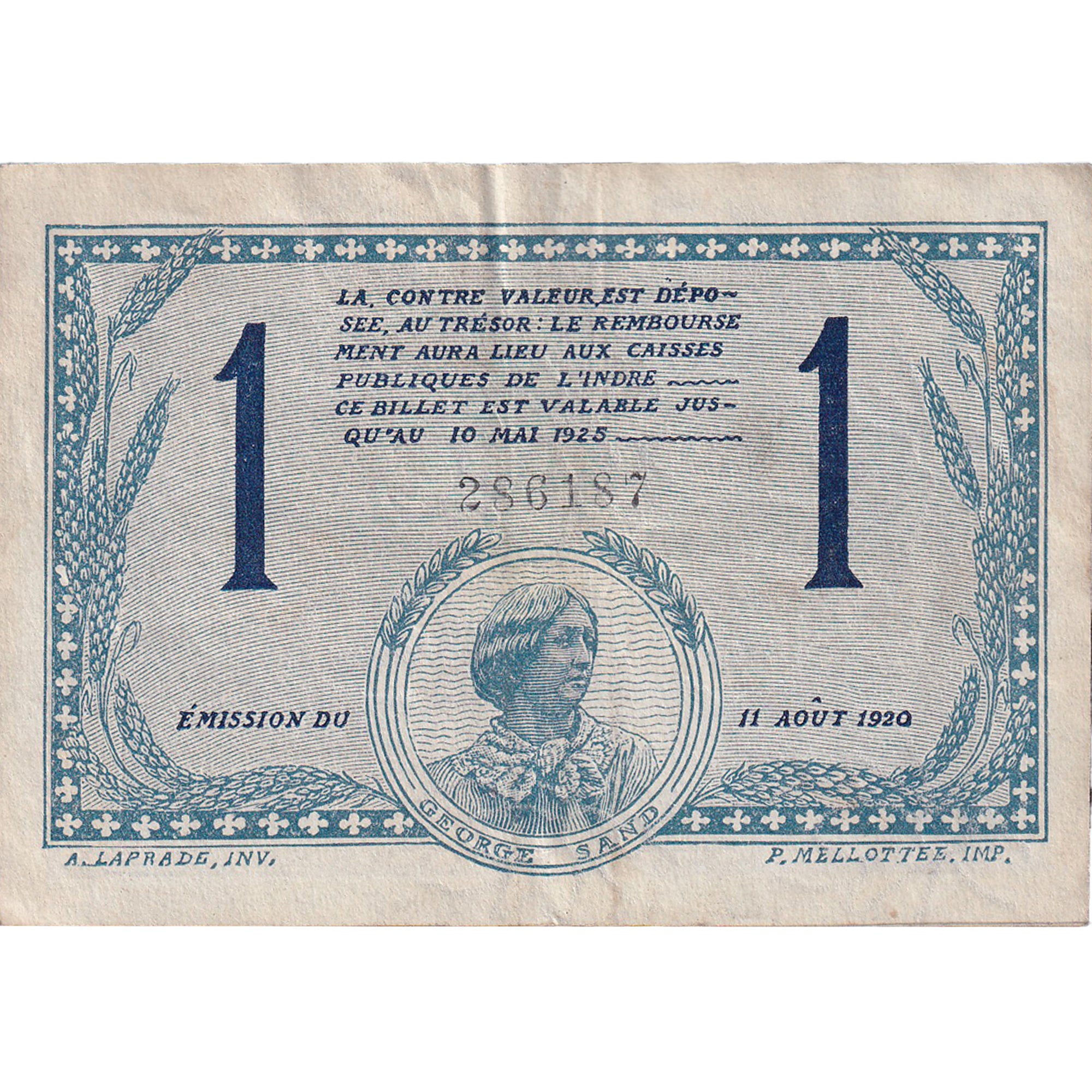 France, 1 Franc, Châteauroux, 1920, 286187, EF(40-45)