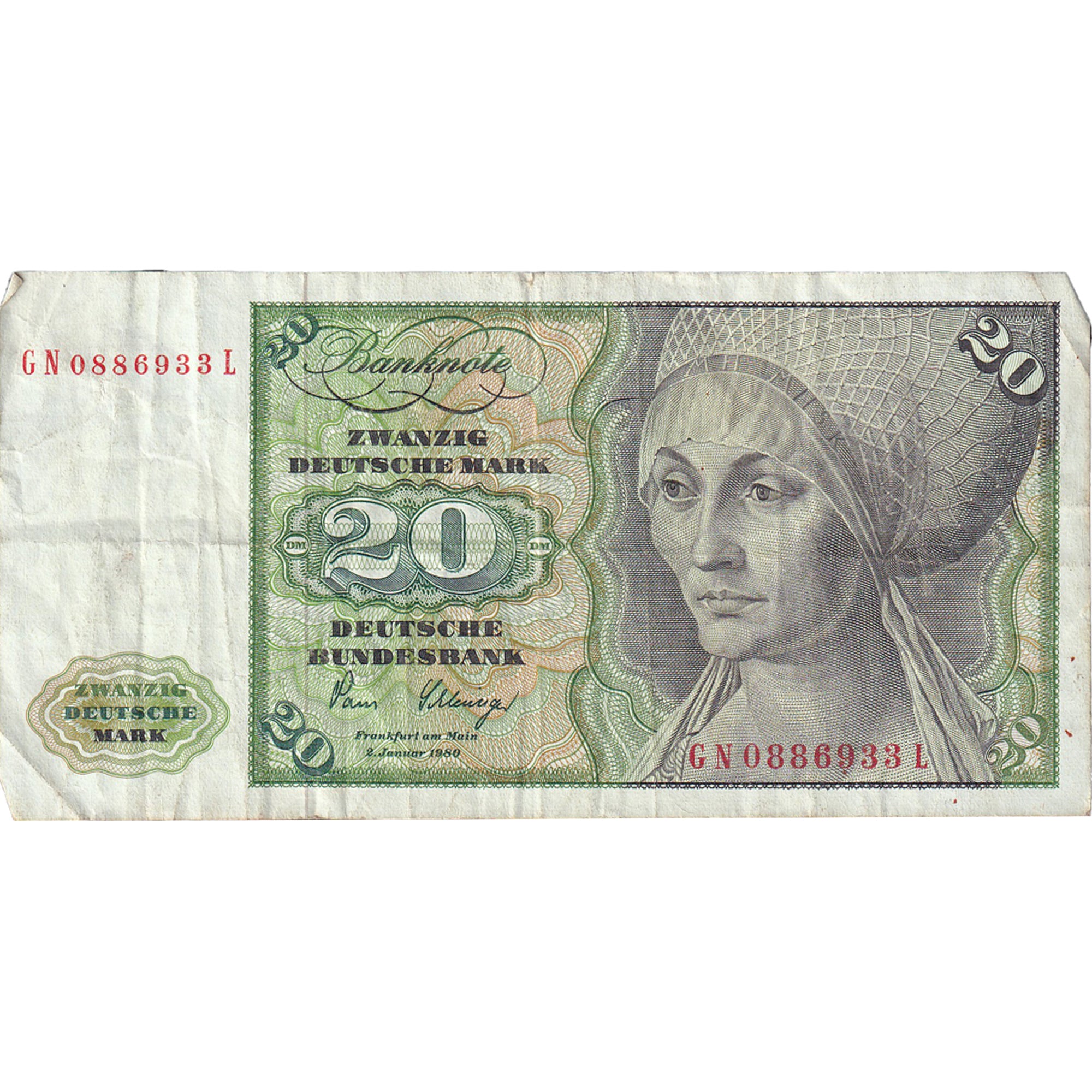 Banknote, GERMANY - FEDERAL REPUBLIC, 20 Deutsche Mark, 1980, 1980-01-02