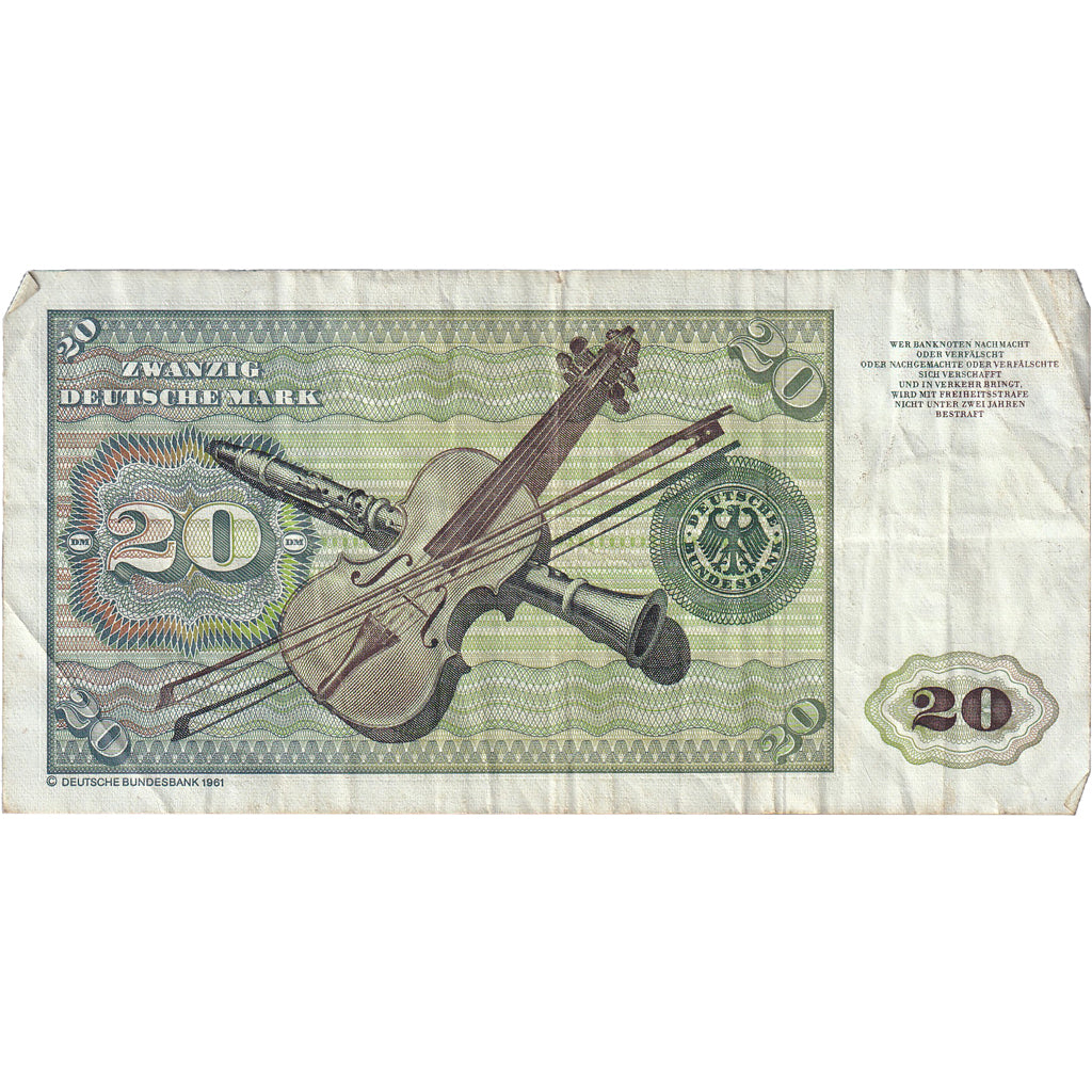 Banknote, GERMANY - FEDERAL REPUBLIC, 20 Deutsche Mark, 1980, 1980-01-02
