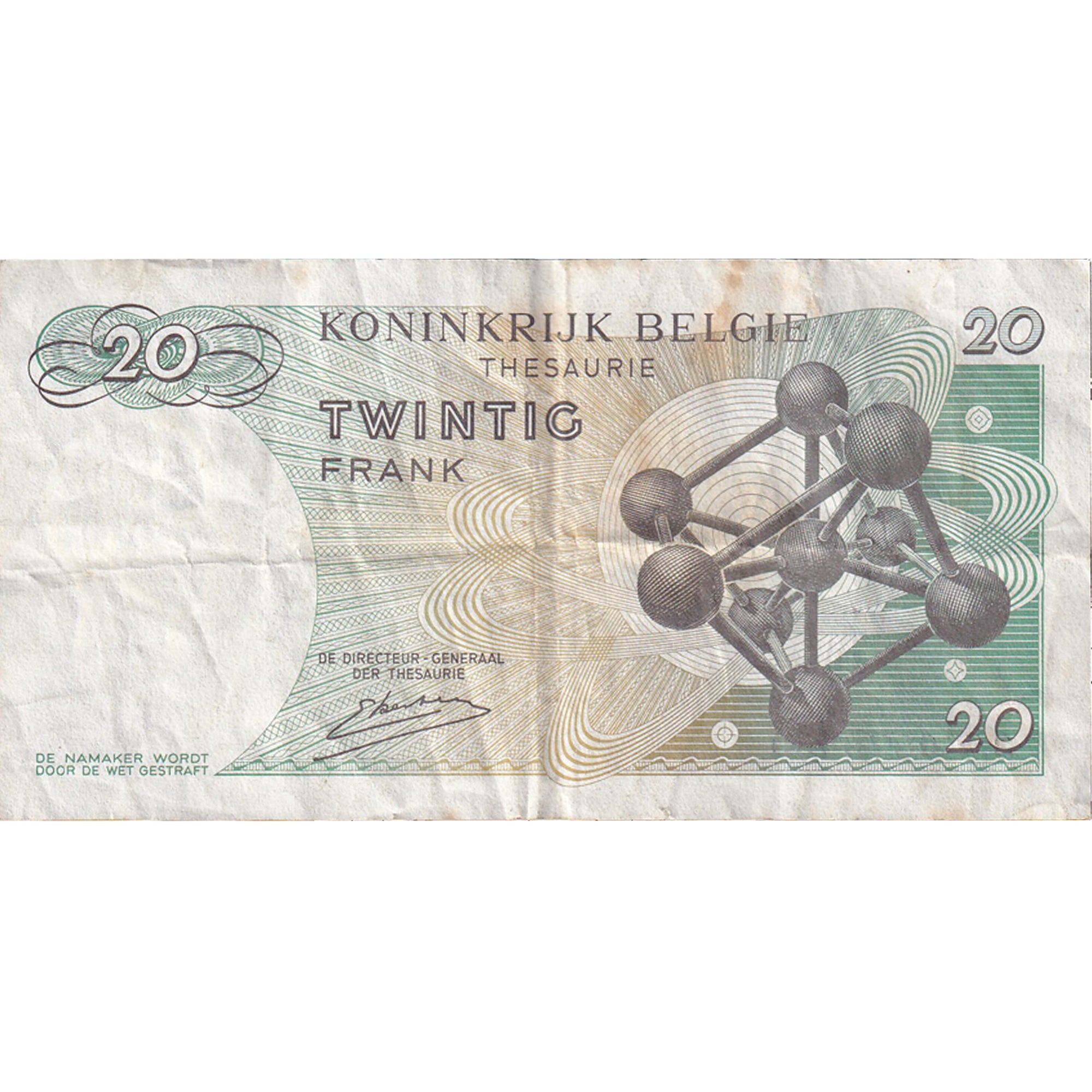 Banknote, Belgium, 20 Francs, 1964-1966, 1964-06-15, KM:138, VF(30-35)