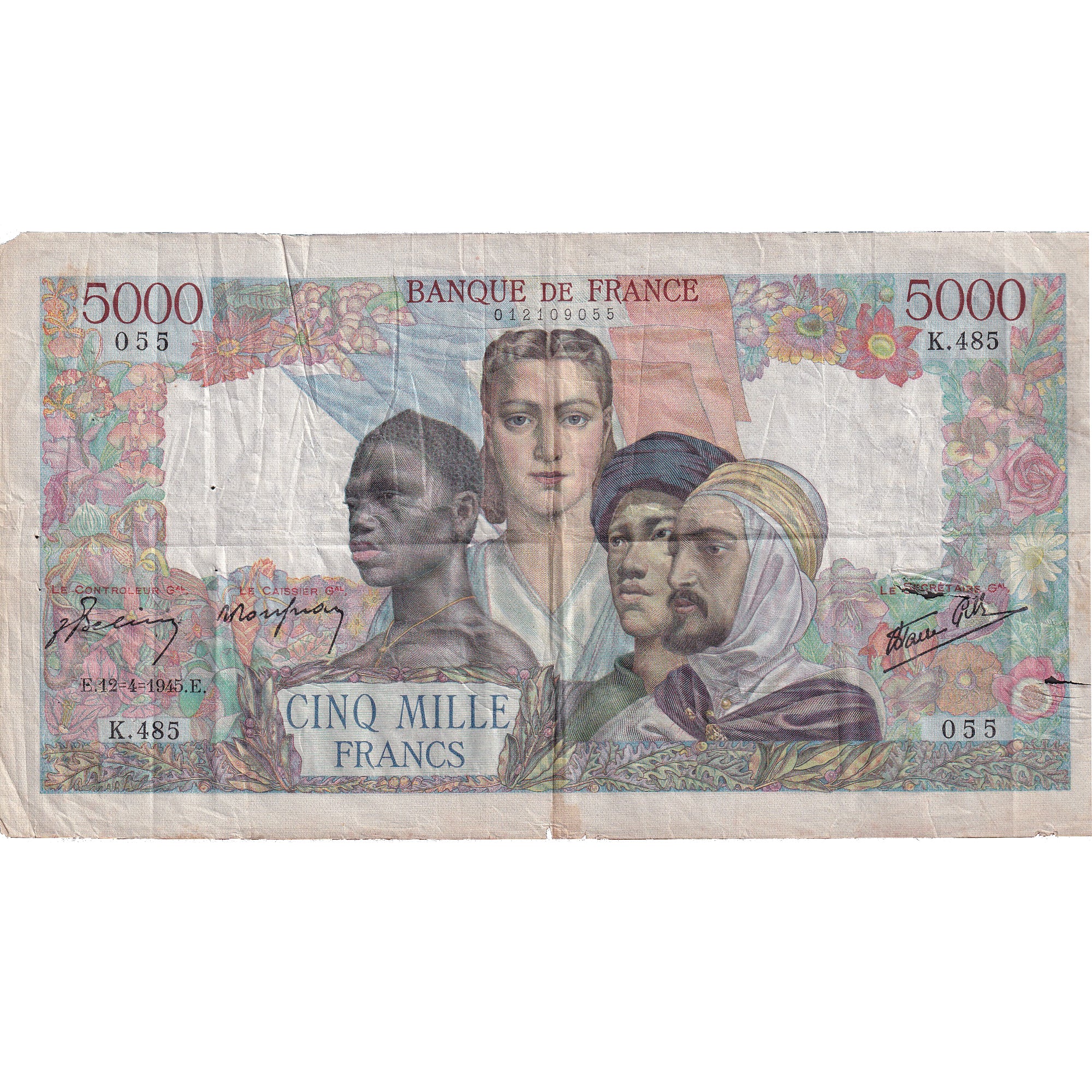 Francia, 5000 Francs, Empire Français, 1945, K.485 055, MB, Fayette:47.21