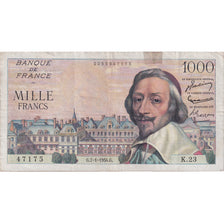 França, 1000 Francs, Richelieu, 1954, 47175 K.23, VF(20-25), Fayette:42.6