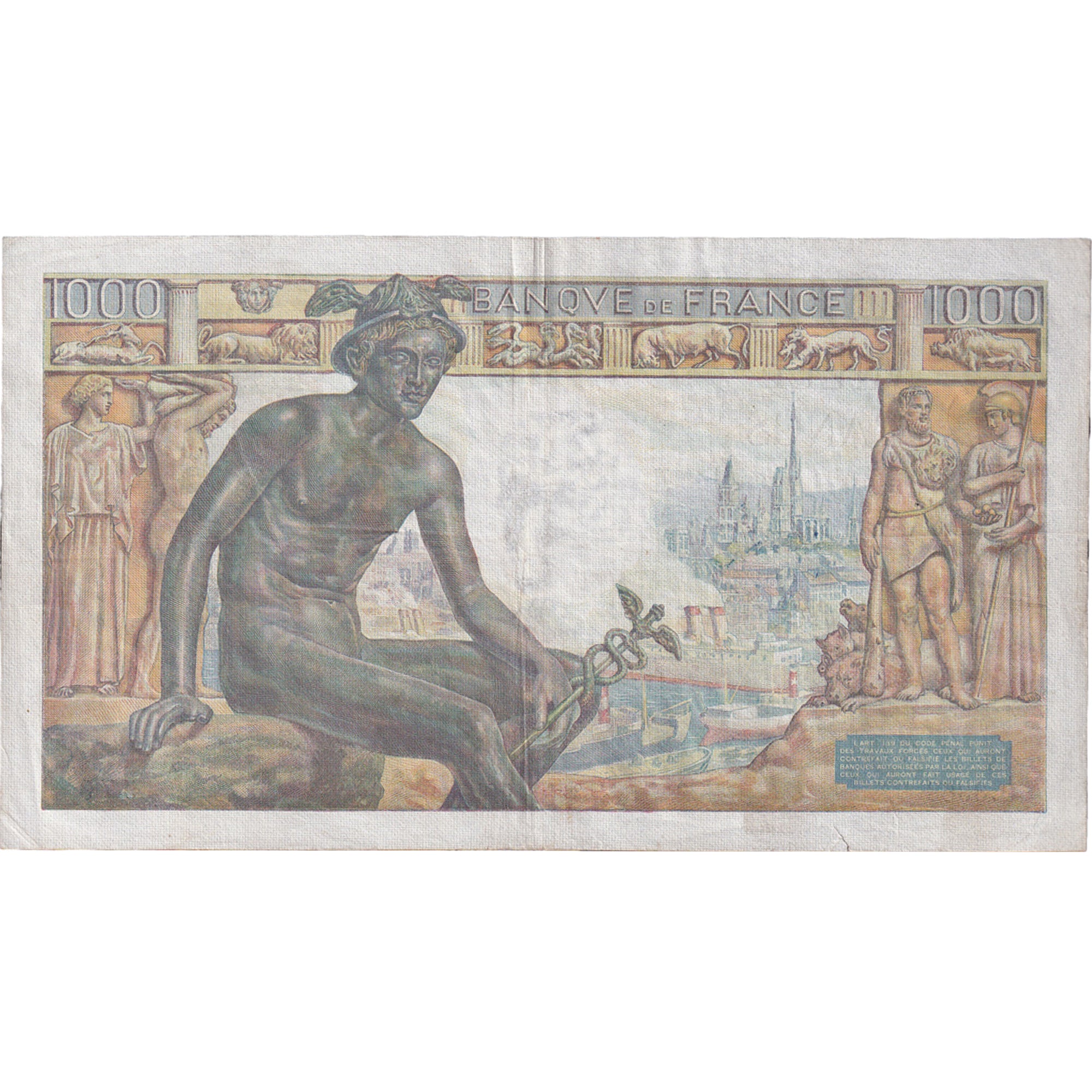 Frankreich, 1000 Francs, Déesse Déméter, 1943, O.3369 579, VZ, Fayette:40.17