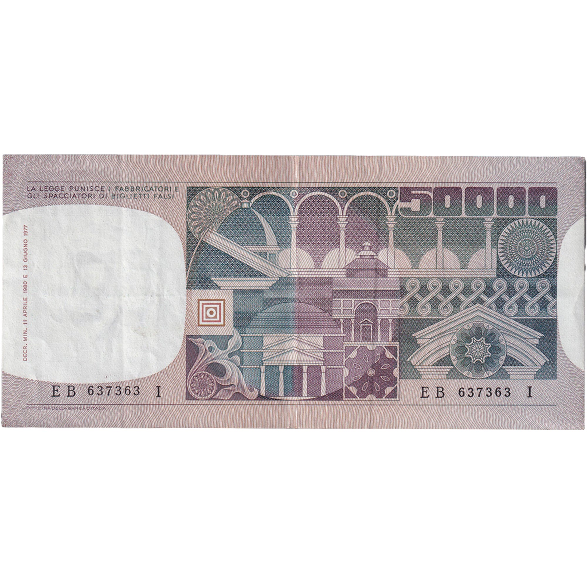 Billet, Italie, 50,000 Lire, 1980, 1980-04-11, KM:107c, TTB