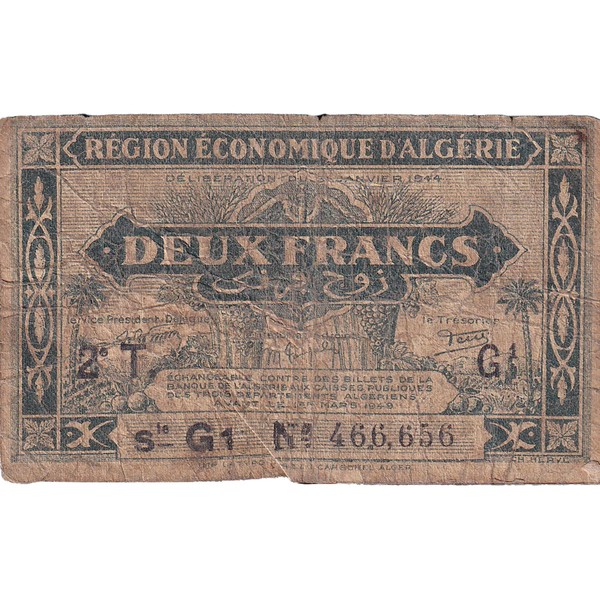 Banknote, Algeria, 2 Francs, 1949, 1949-03-01, KM:102, F(12-15)
