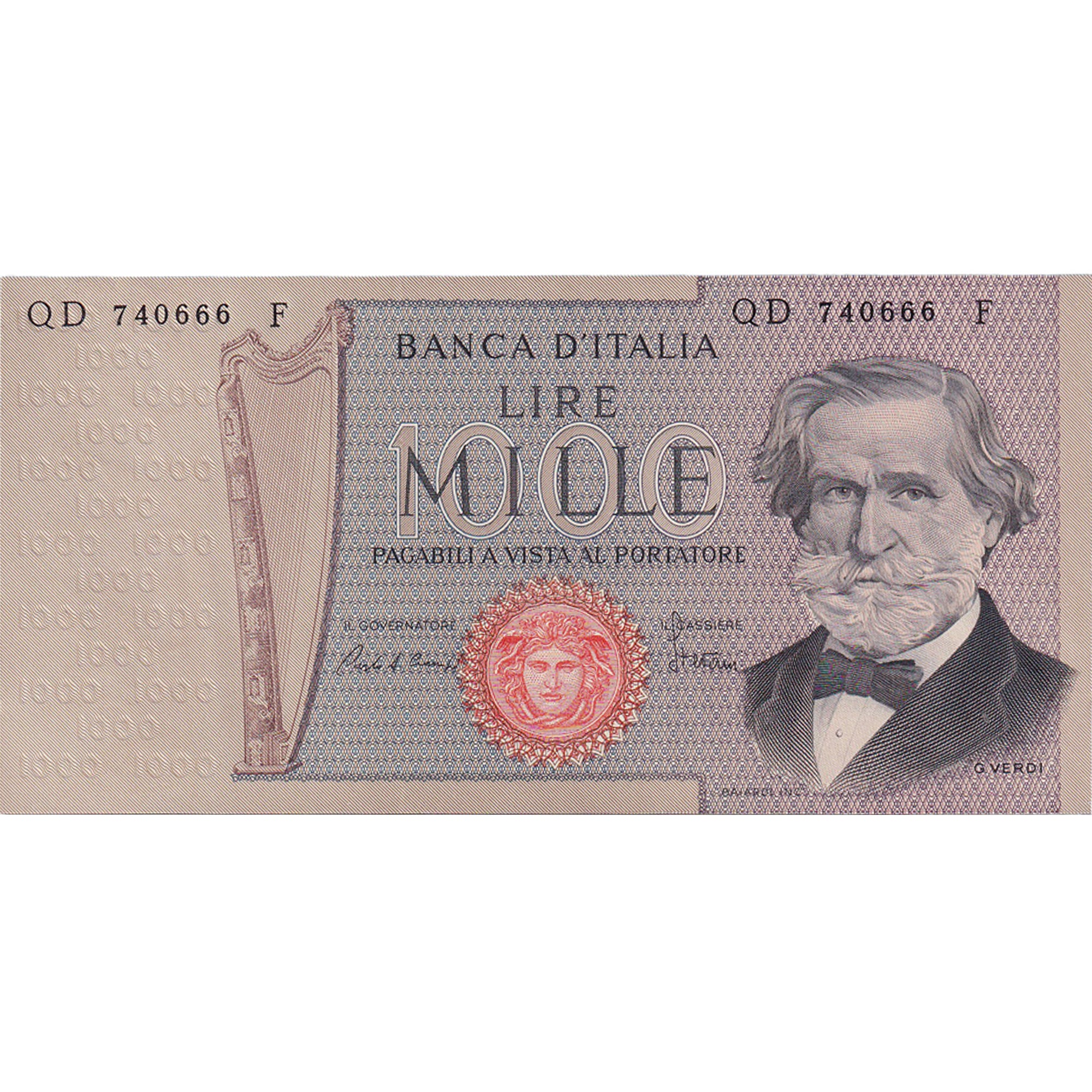 Banknot, Włochy, 1000 Lire, 1969, 1969, KM:101a, UNC(65-70)