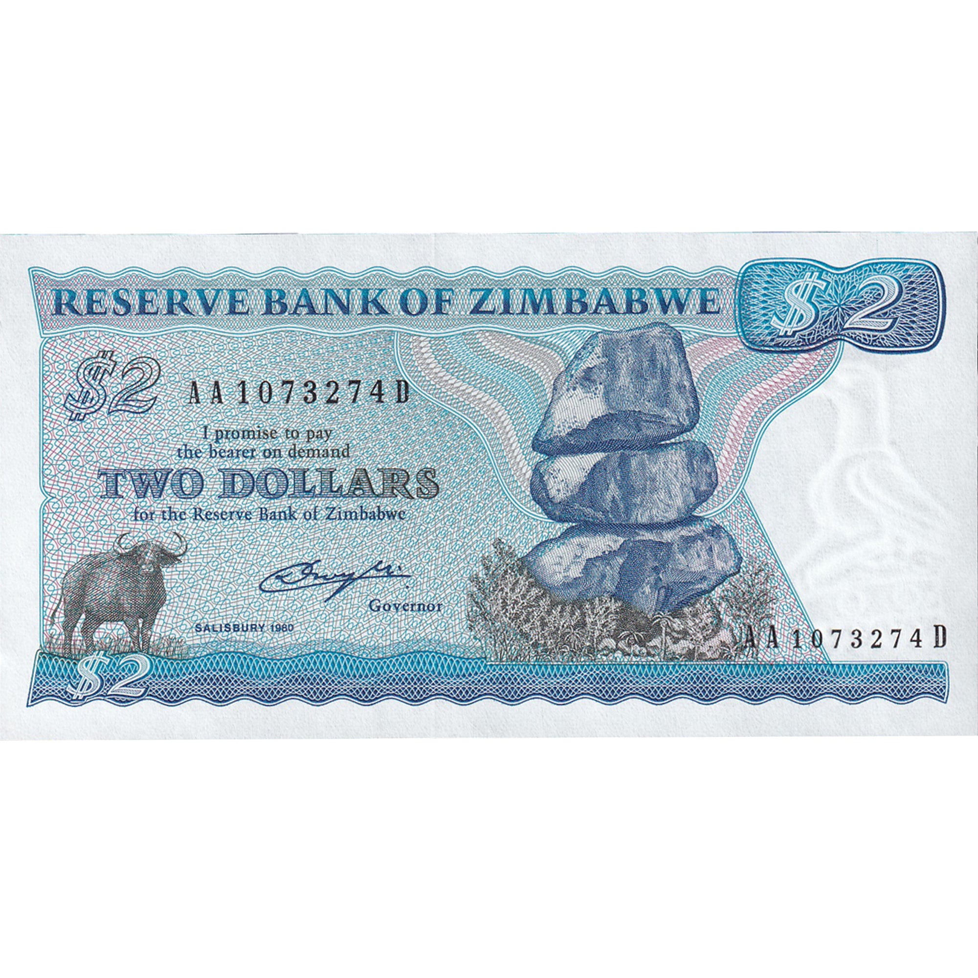 Banknote, Zimbabwe, 2 Dollars, 1983, KM:1b, UNC(65-70)
