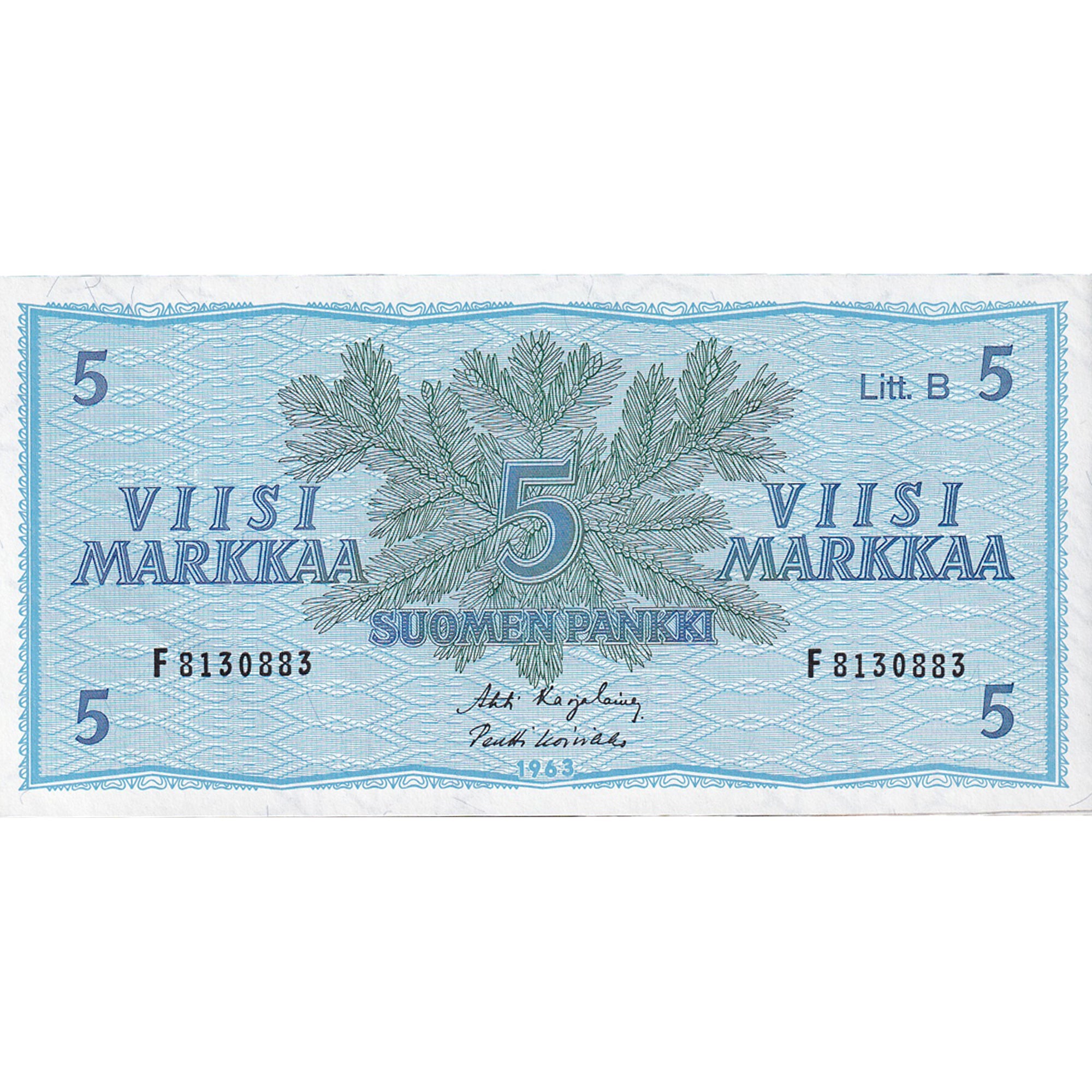 Banknote, Finland, 5 Markkaa, 1963, 1963-04-25, KM:99a, UNC(65-70)