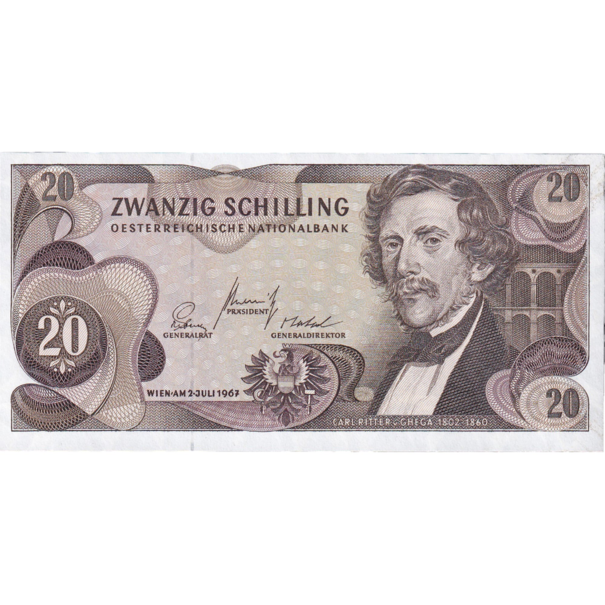 Banknote, Austria, 20 Schilling, 1967, 1967-07-02, KM:142a, UNC(65-70)