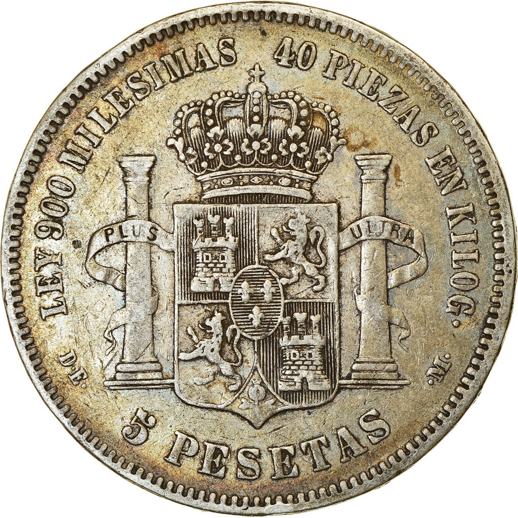 Coin, Spain, Alfonso XII, 5 Pesetas, 1875, Madrid, EF(40-45), Silver, KM:671