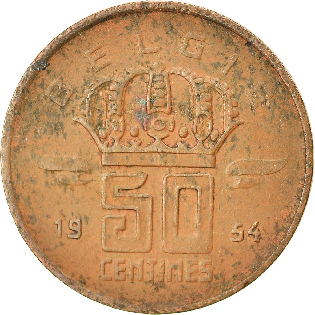 Moneta, Belgio, 50 Centimes, 1954, MB+, Bronzo, KM:145